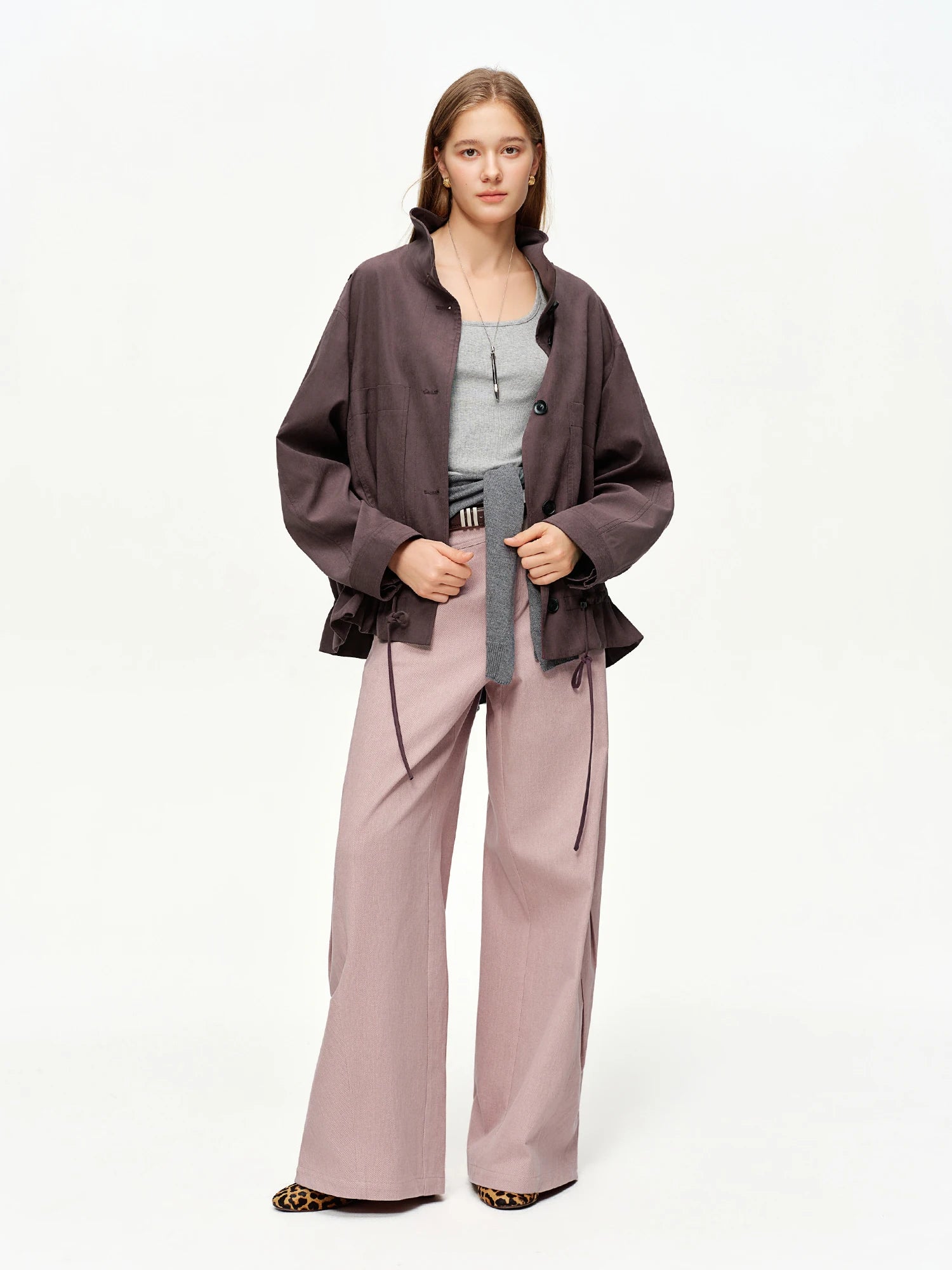 DUSHU Women's Retro Cargo Scimitar Pants 2026 Spring Loose Comfortable Casual Trousers cotton comfortable all-match fashionable