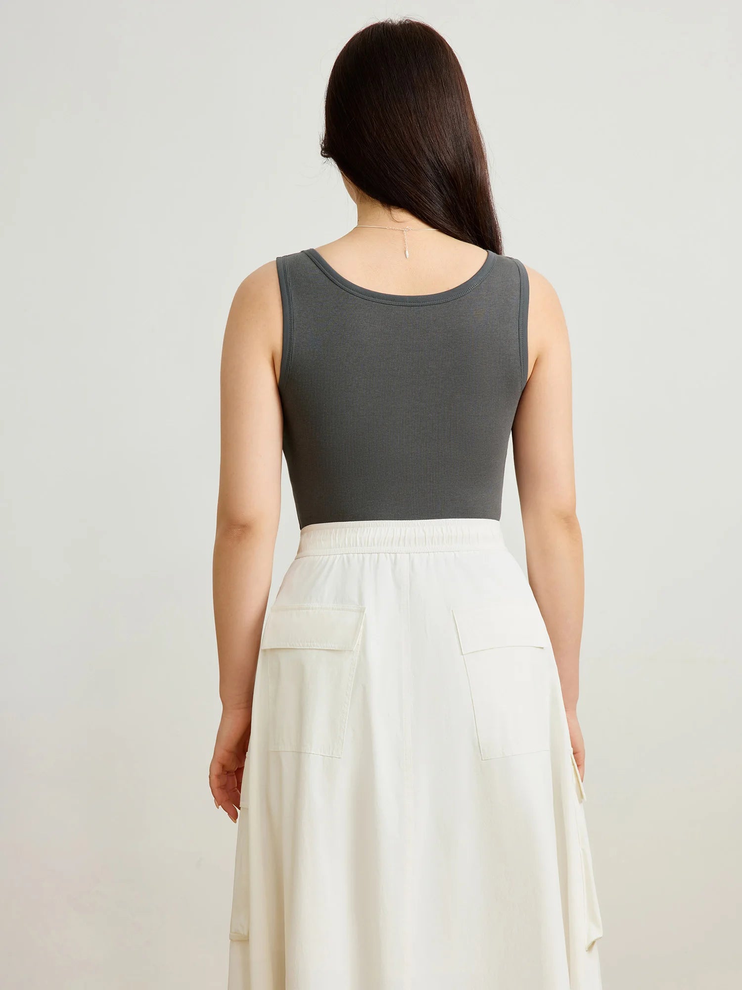 DUSHU Plus Size Women's 2025 New Backless Sleeveless Vest Striped Contrasting Color Slimming Camisole Top 25DS81215