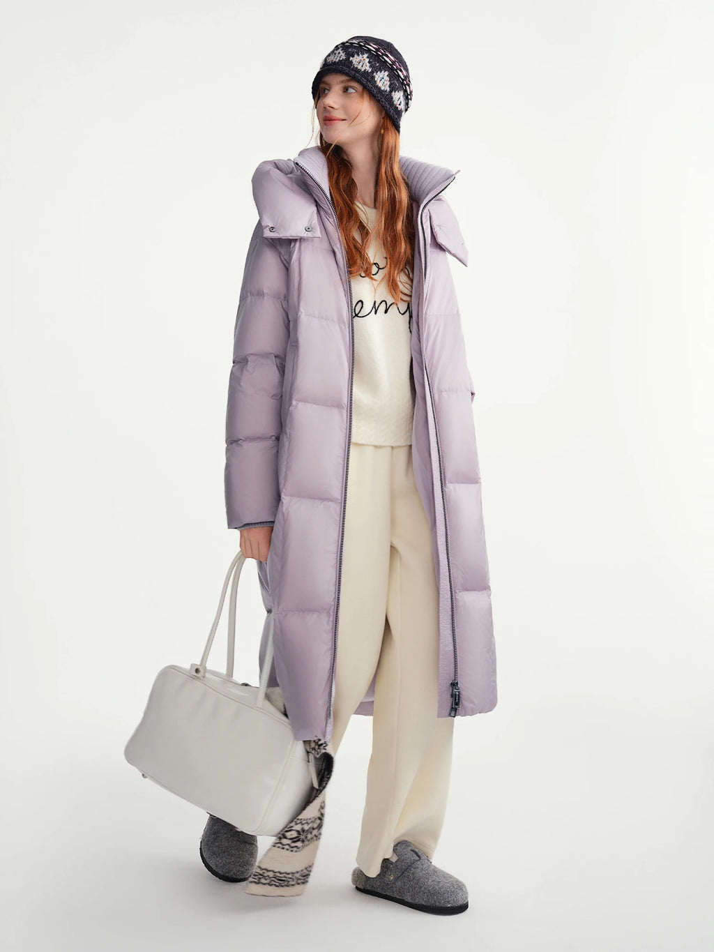 DUSHU Plus-Size Women's Quilted Long Down Jacket with Standing Collar and Hood Winter 2025 by Warmth Field White Duck Down Coats