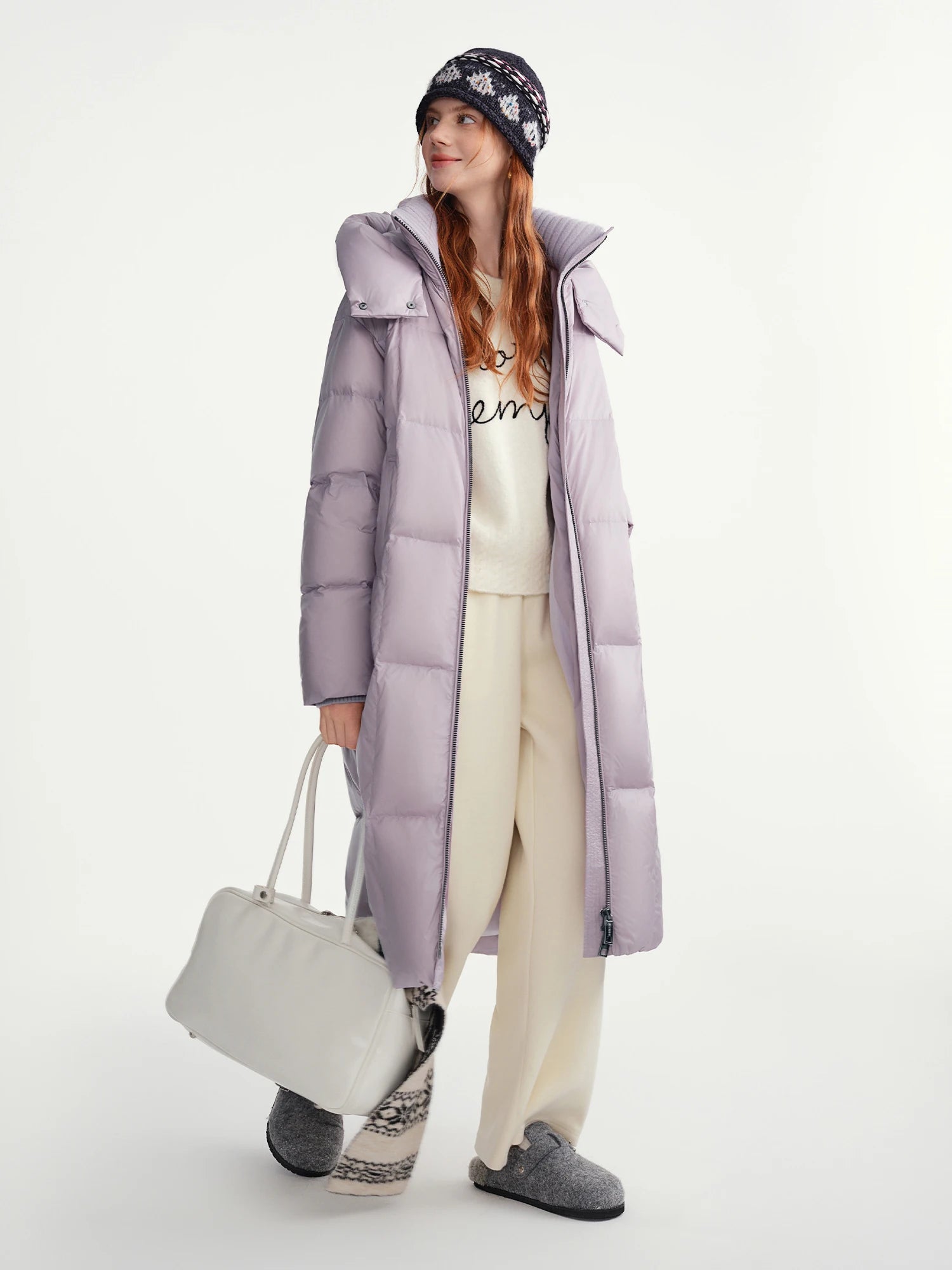 DUSHU Plus-Size Women's Quilted Long Down Jacket with Standing Collar and Hood Winter 2025 by Warmth Field White Duck Down Coats