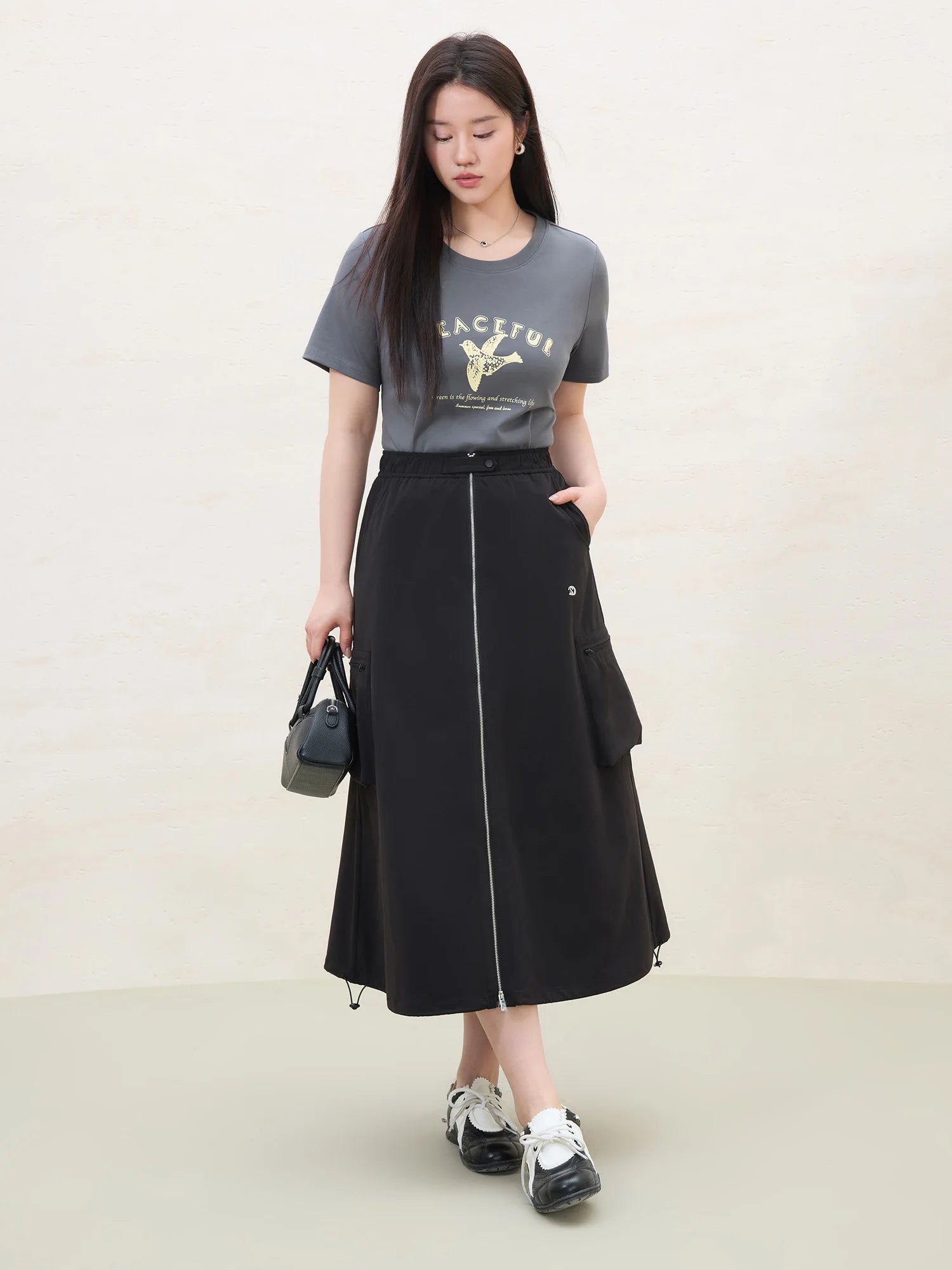 DUSHU Plus Size Round Neck Short Sleeve Printed Cool T-shirt 2025 Summer New Arrival Loose Straight Top for Women 25DS82196
