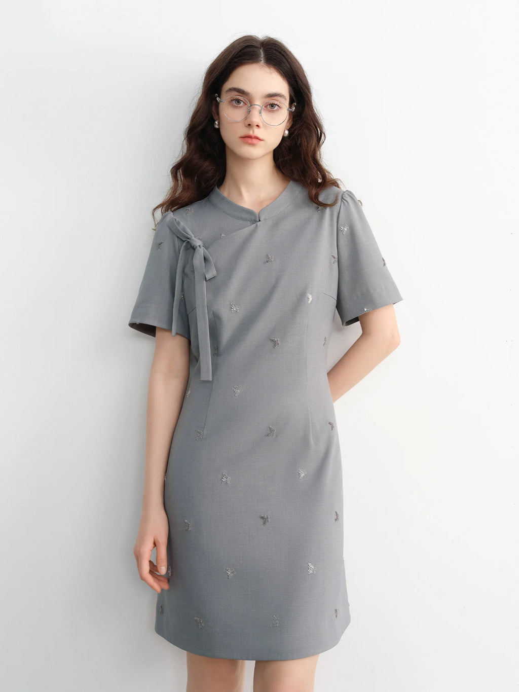 DUSHU Plus Size Women's Clothing 2025 Summer New Chinese Style Dress Waist Slimming A-line Dress 25DS82314