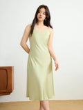 DUSHU Plus Size Textured Satin Suspender Dress For Women 2025 Spring New Slim Bias Cut Drape Chic Long Dress 25DS81277