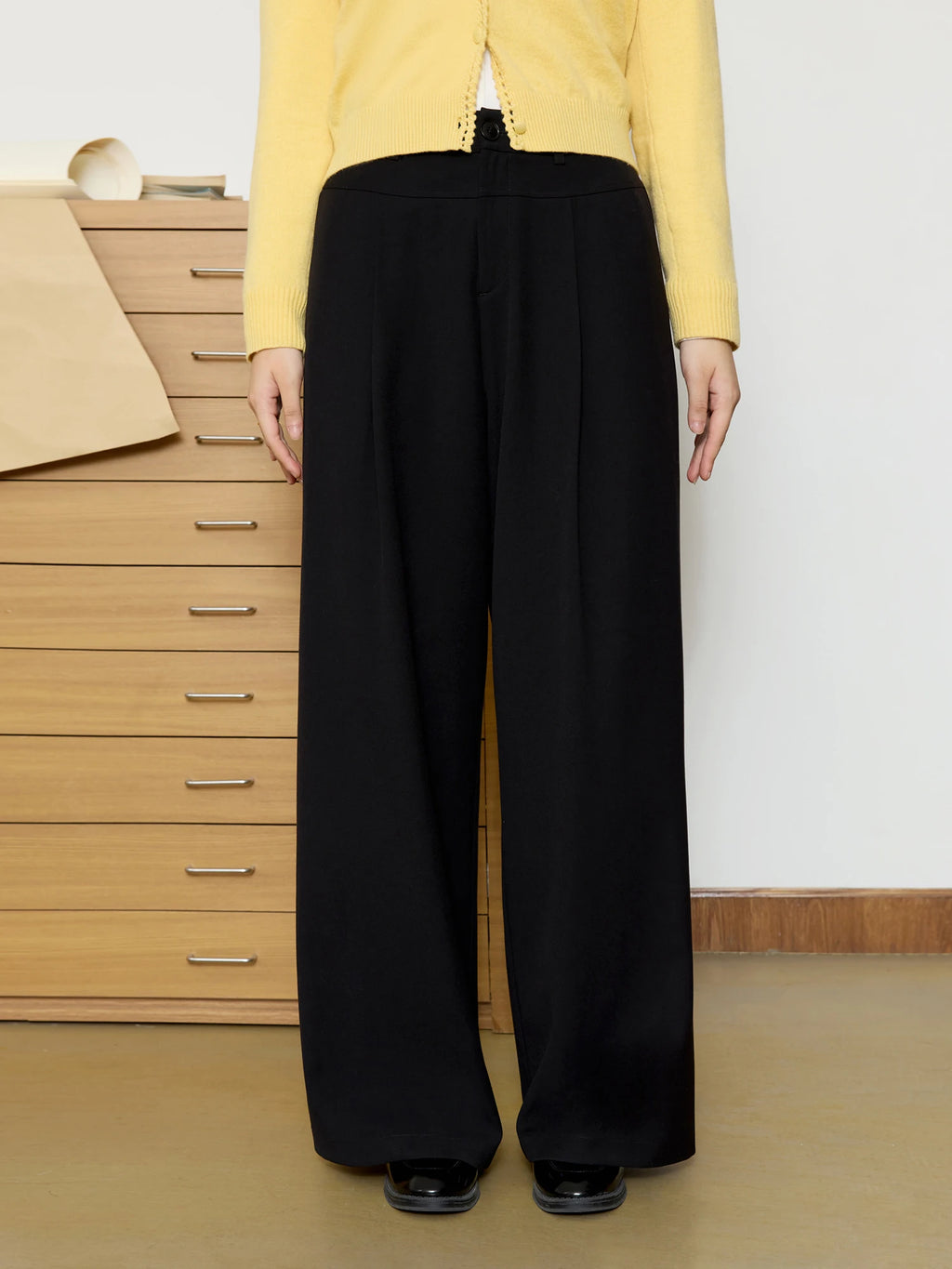 DUSHU Women's Commuting Simple Casual Pants 2025 Spring New Design High Waist Straight Slim Long Pants Chic Outfit 25DS81033