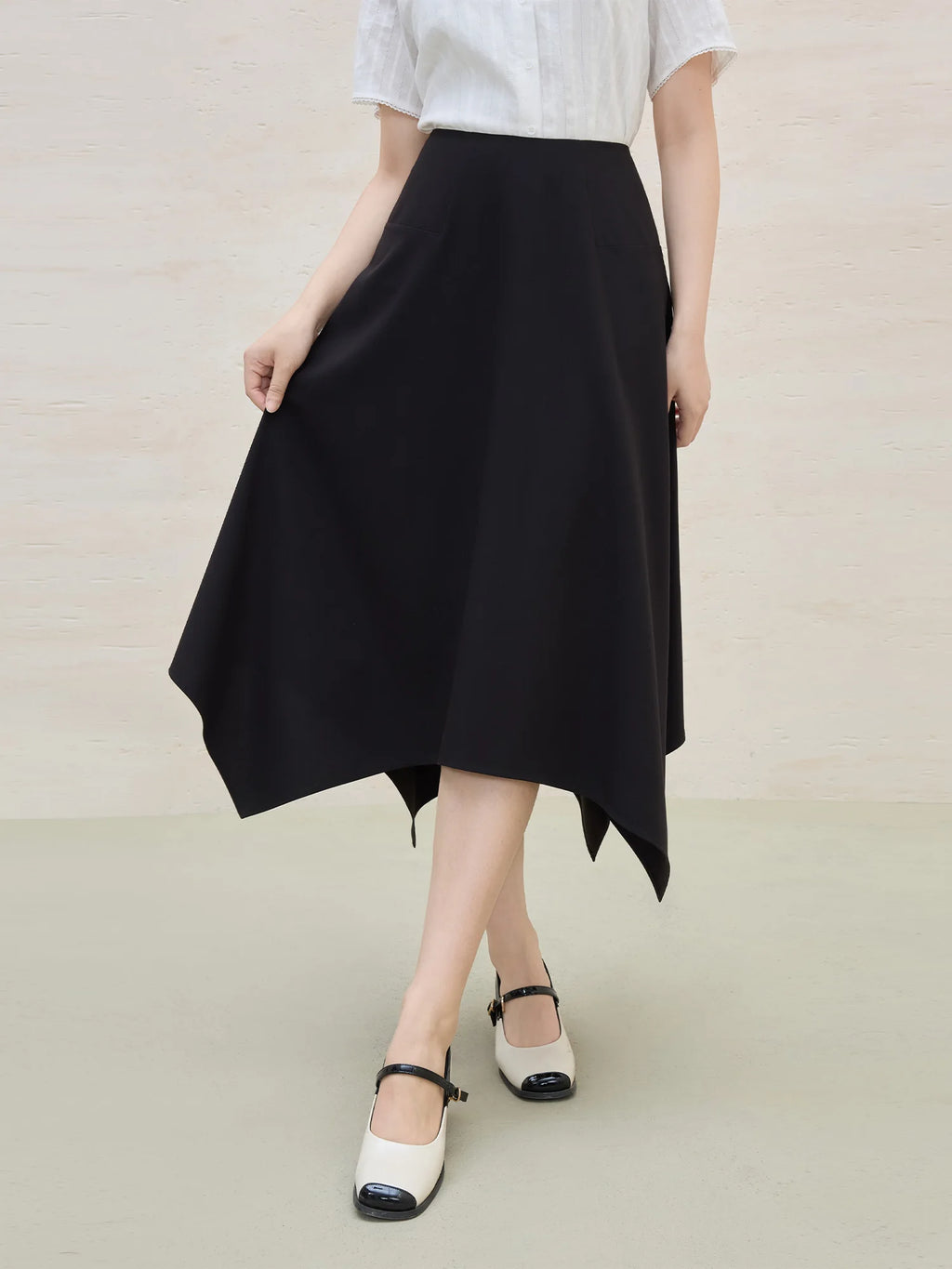 DUSHU Minimalist Style Asymmetrical Design A-line Umbrella Skirt Women 2025 Summer New Arrival Commuting Fashion Skirt 25DS82221