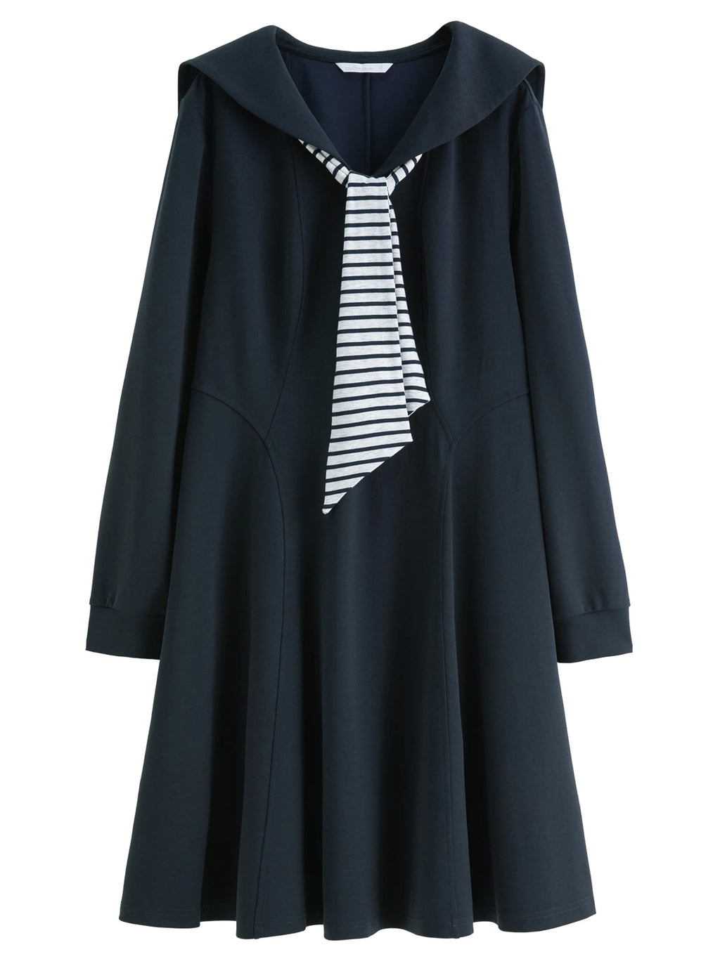 DUSHU Colleg Style Contrasting Color Wraparound V-Neck Long Dress 2025 Fall New Arrival Stylish Slimming 25DS83325+25DS83242