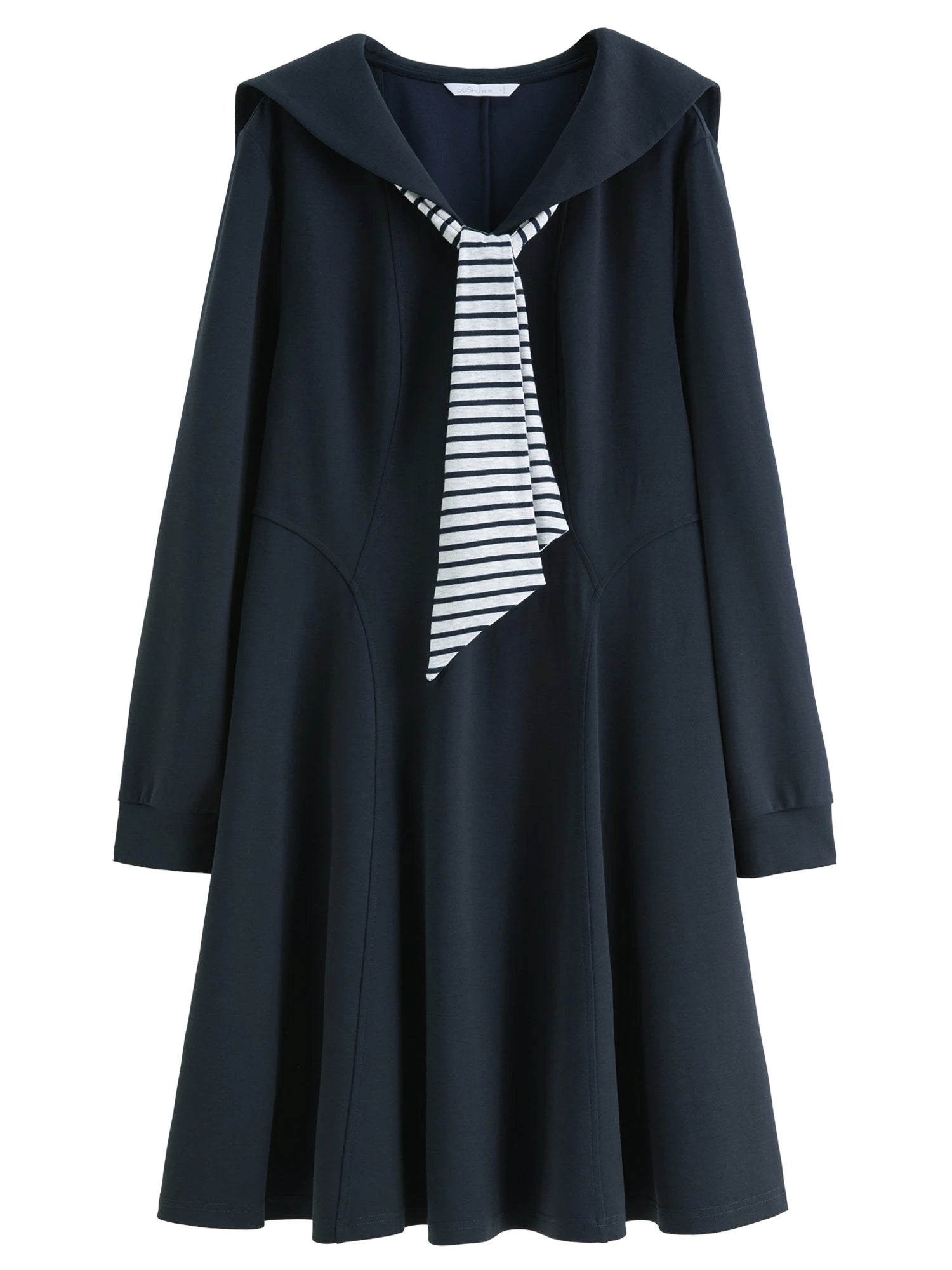 DUSHU Colleg Style Contrasting Color Wraparound V-Neck Long Dress 2025 Fall New Arrival Stylish Slimming 25DS83325+25DS83242