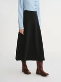 DUSHU Plus Size Women's Organ Skirt: Elegant Black High-Waisted Pleated A-Line Umbrella Skirt for Winter 2025 New Arrival Skirts