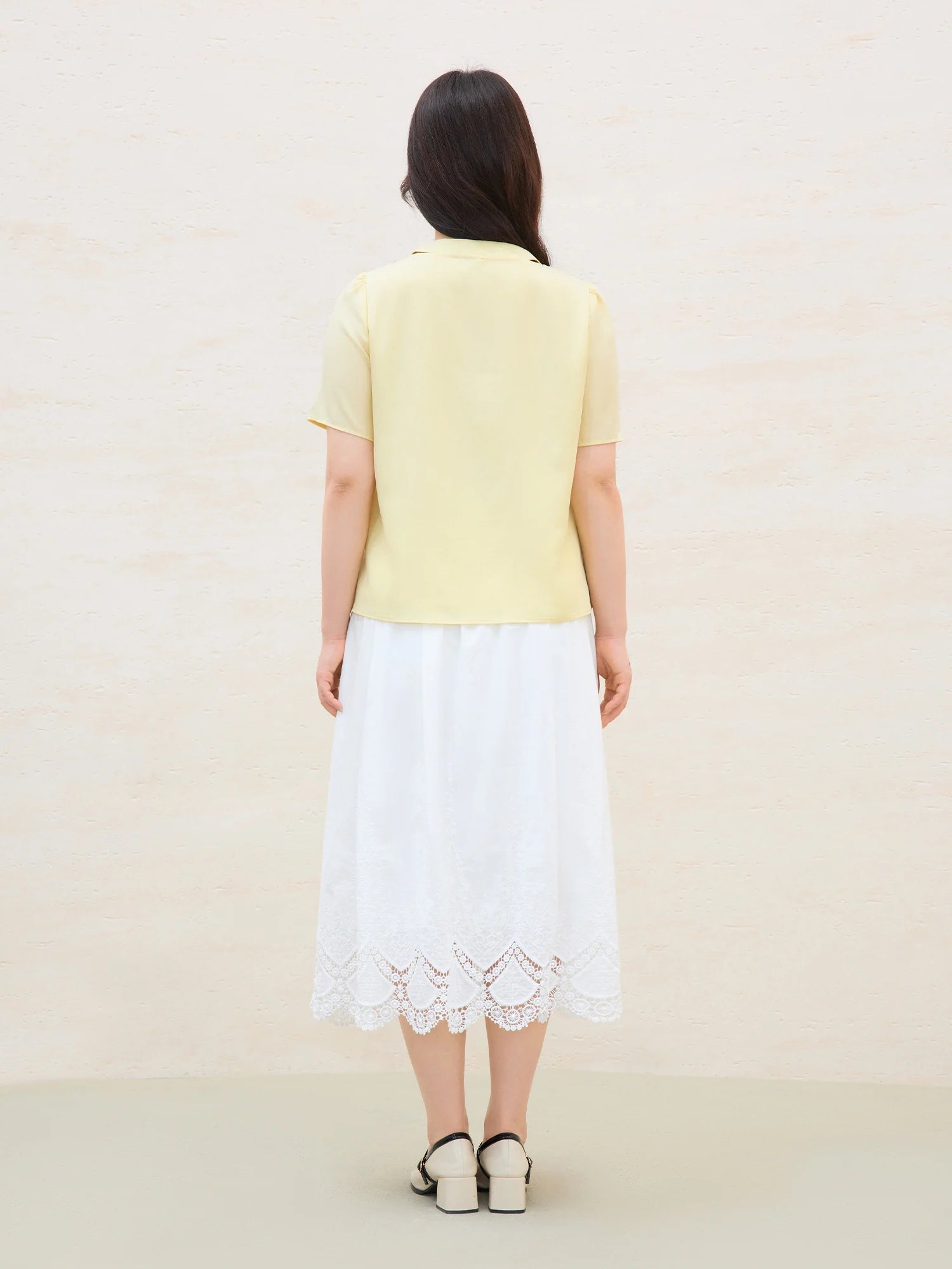 DUSHU 2025 Summer Women's Detachable Tie Blouse - Minimalist Office Wear with Flattering Silhouette & Versatile Styling