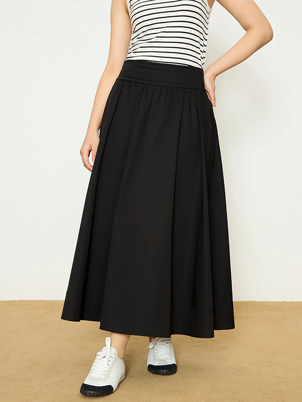 DUSHU Plus Size Women's Clothing Exposed Line Wide Waist Umbrella Skirt 2025 Elegant All-match Chic High Waist Skirt 25DS81137