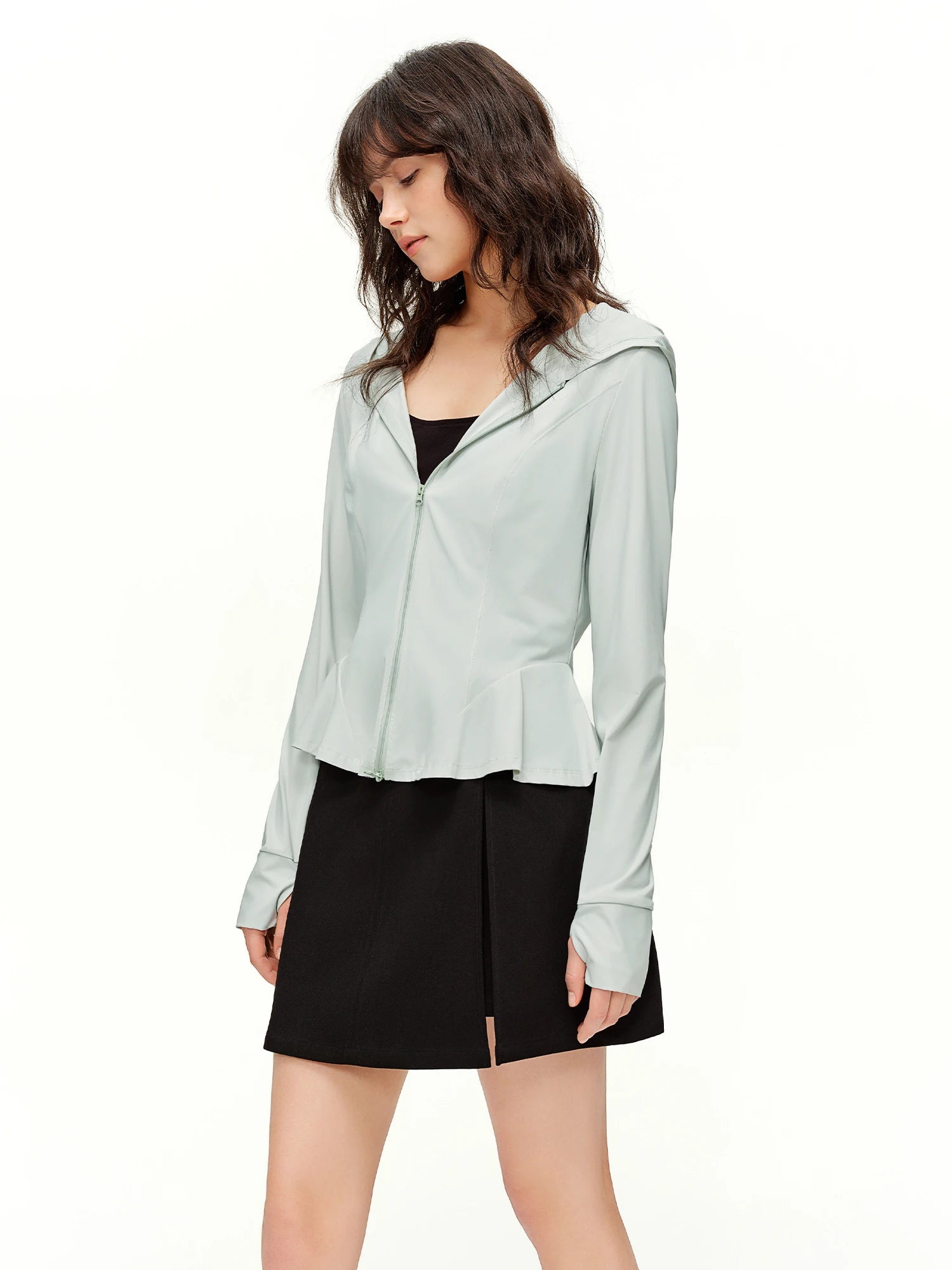 DUSHU Slimming Ruffled Hem Sun Protection Cardigan 2026 Spring Candy Color Sun Protection Clothing Women's Breathable Coats