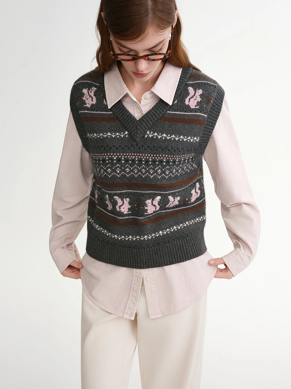 DUSHU 2025 Autumn Winter Women's Knit Vest Long Line Open Front Design for Layering - Outerwear Waistcoat with Cardigan Style