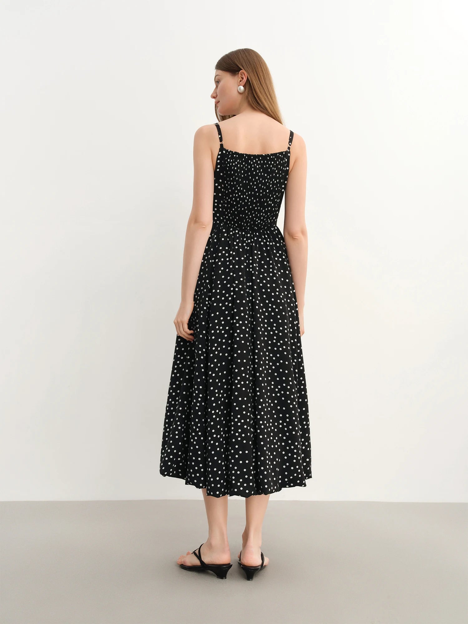 DUSHU Plus Size Women Retro French Wave Dot Strapless Dress 2025 Summer Black Dots Slimming Skirt Black Elegant Dress 25DS82824