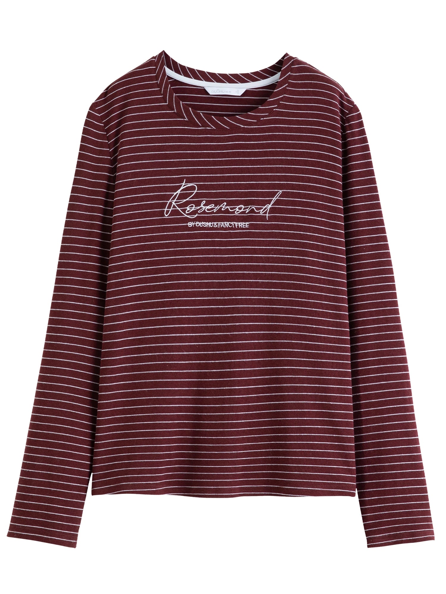 DUSHU Letter Embroidery T-Shirt Women 2025 Autumn Winter Vintage American Style Long Sleeve Top Casual Streetwear Basic Tee