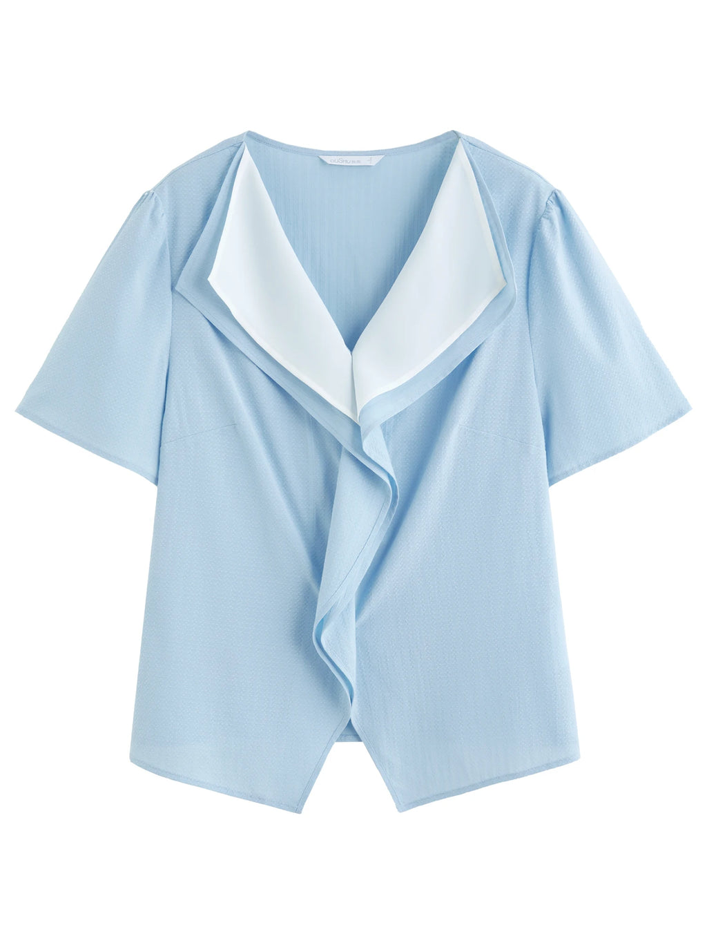 DUSHU Plus Size Summer New Arrival V-Neck Short-Sleeve Shirt with Double-Layer Collar for Chic Stylish Wear 25DS82328