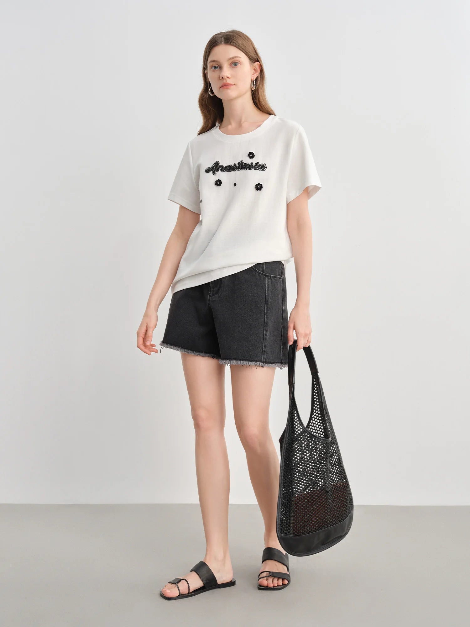 DUSHU Plus Size Versatile Casual Letter T-shirt 2025 Summer New Slightly Fat Printed Slim Short-sleeved Top 25DS82707