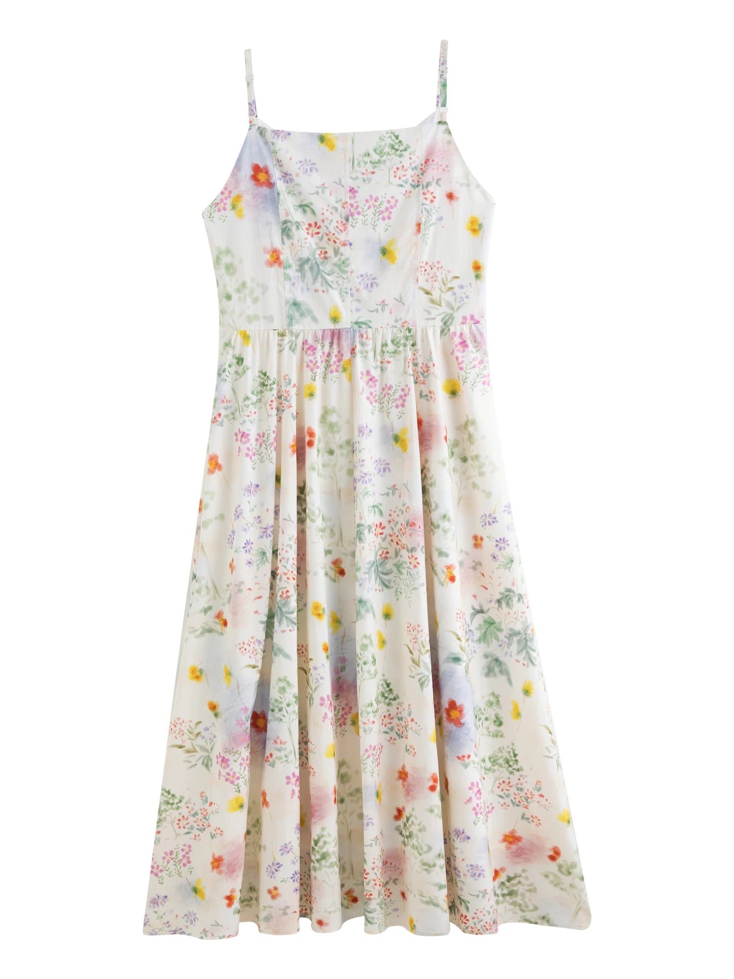 DUSHU 2025 Summer Women's Floral Strappy Dress - Resort Style Slimming Silhouette Lightweight Flowy Midi for Beach Vacations