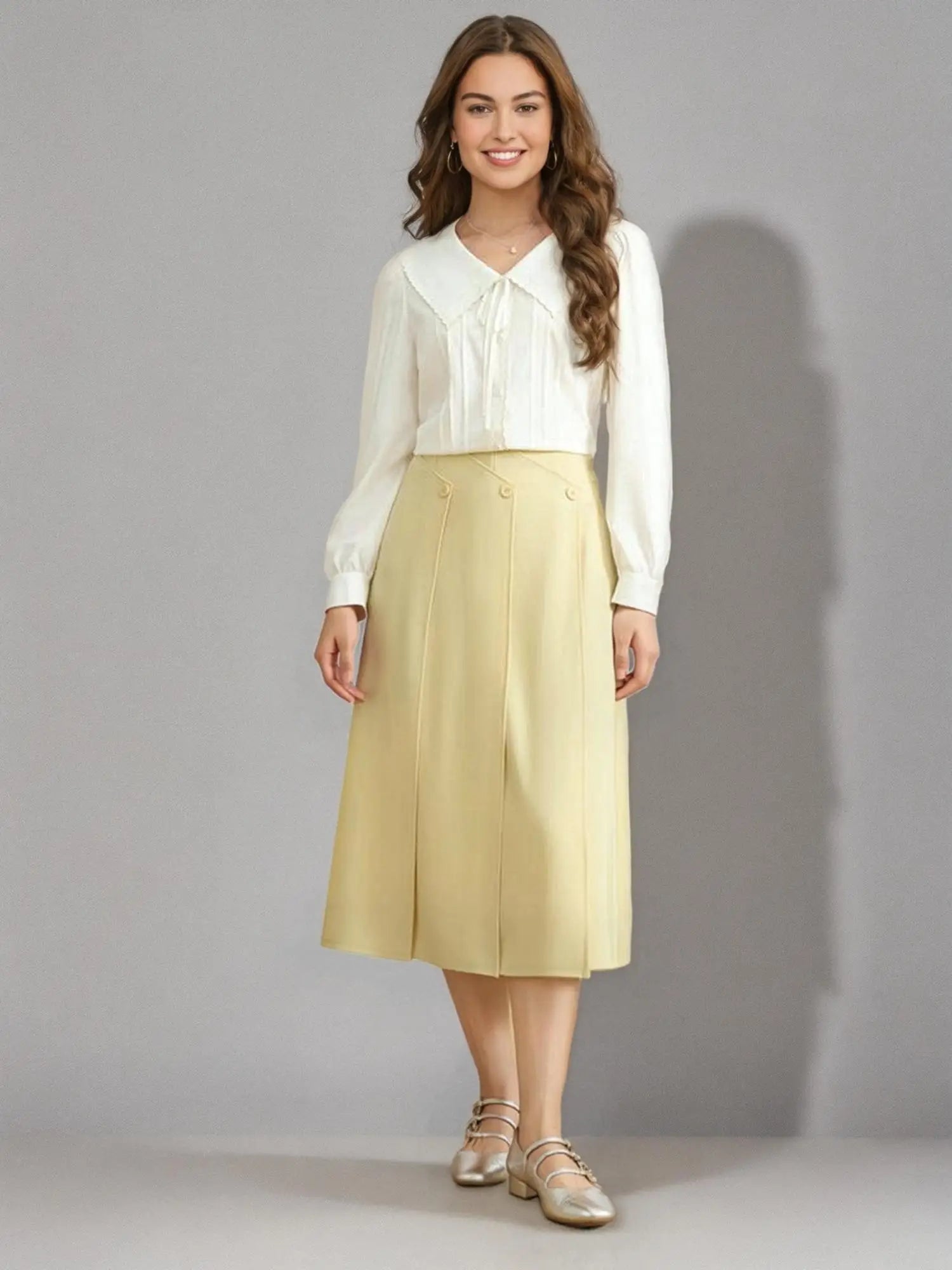 DUSHU Office Lady Design Sense Upright Diagonal Patch Skirt 2025 Spring New Commuter A-line Skirt Casual Loose Skirts 25DS81310