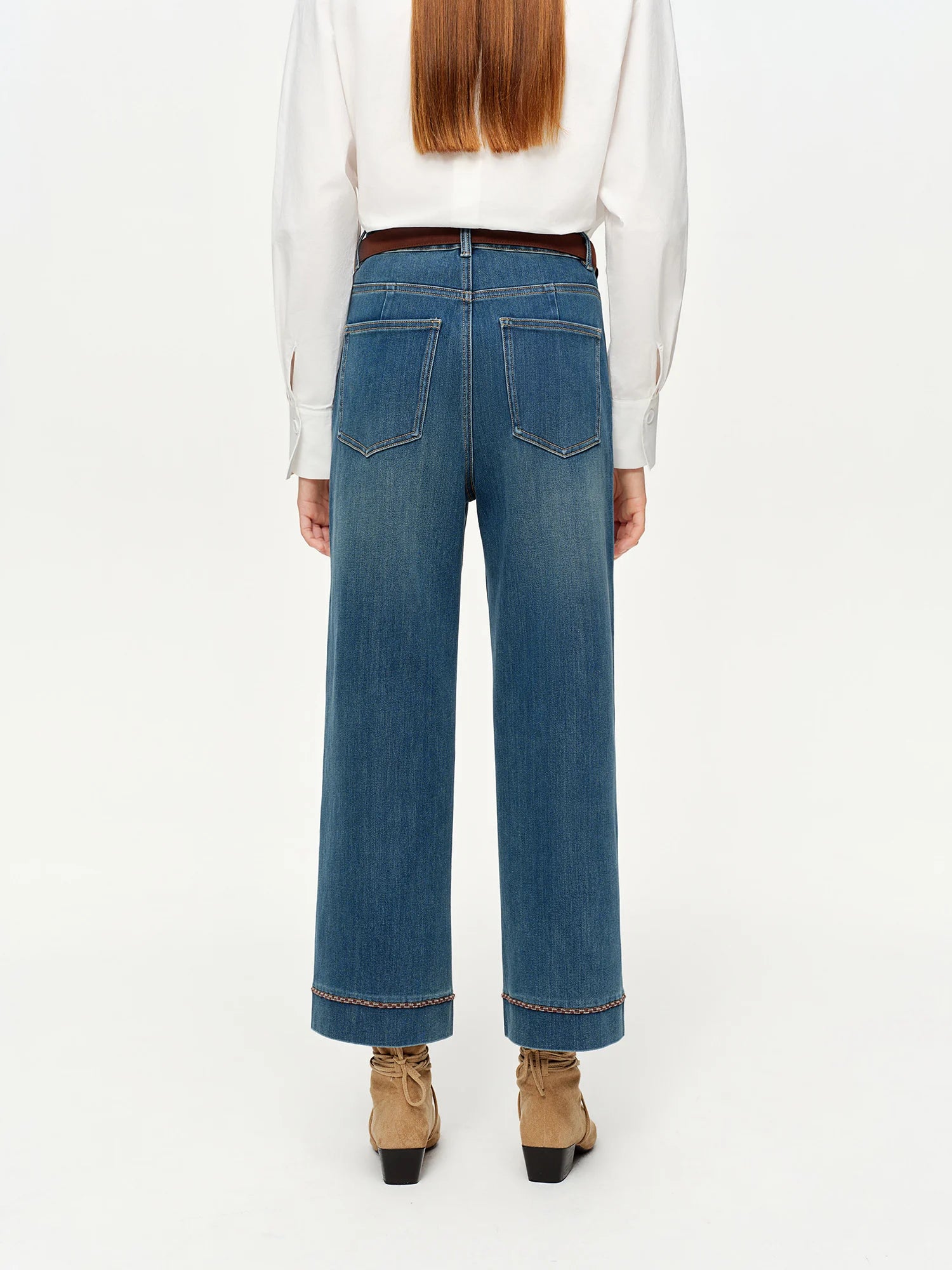 DUSHU Double-length Jeans Women High-waisted Slim-fit Classic Baguette Pants High Waist Elegant Office Lady Spring Trendy