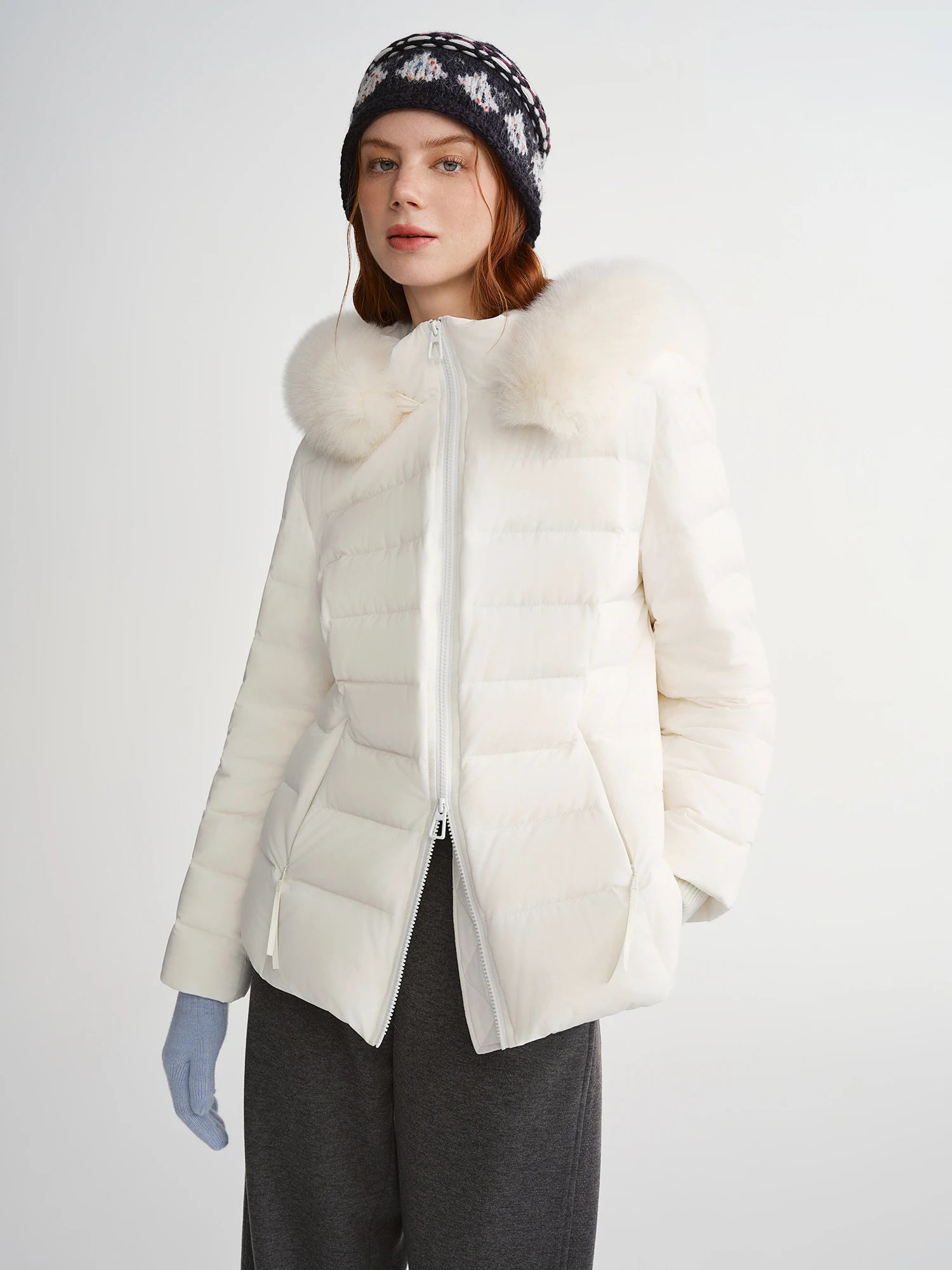 DUSHU Plus-Size 2025 Winter Hooded Down Jacket Women Slim Coats Korean Style Trendy Detachable Fox Fur Collar Simple Warm Ins