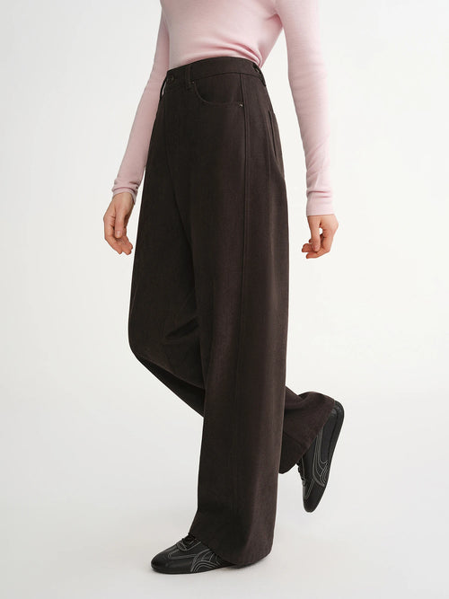 DUSHU 2025 Winter Women's High Waist Straight Wide Leg Pants - Office Casual Trousers with Stretch Fabric for Daily Comfort Wear
