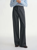 DUSHU Plus-size Women's Career Advancement Tailored Slightly Flared Pants Winter High-waisted Flattering Straight-leg Casualwear