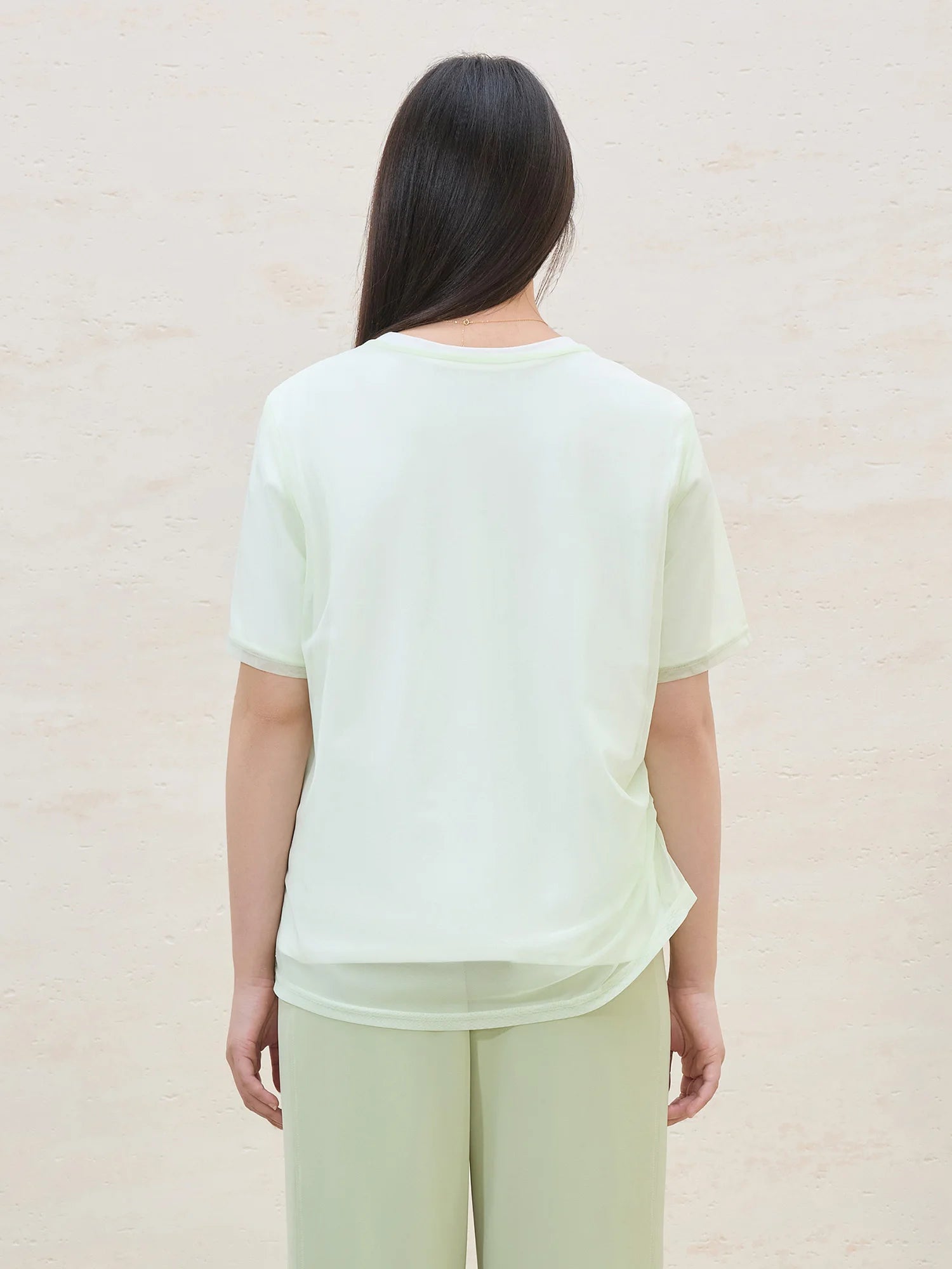 DUSHU Plus Size Cooling Mesh 2-Piece Set 2025 Summer Slimming Fit Office Commute Loose Tee & Overlay Minimalist Chic Tee