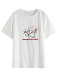 DUSHU 2025 Summer Women's Plus-Size Embroidered T-Shirt - Curve-Flattering Regular Shoulder & Round Neck Casual Chic 25DS82761