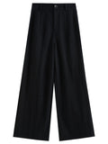 DUSHU Autumn 2025 Relaxed Fit Pants - Elasticated Waistback Flared Leg Casual Bottoms Office Chic Women Trousers