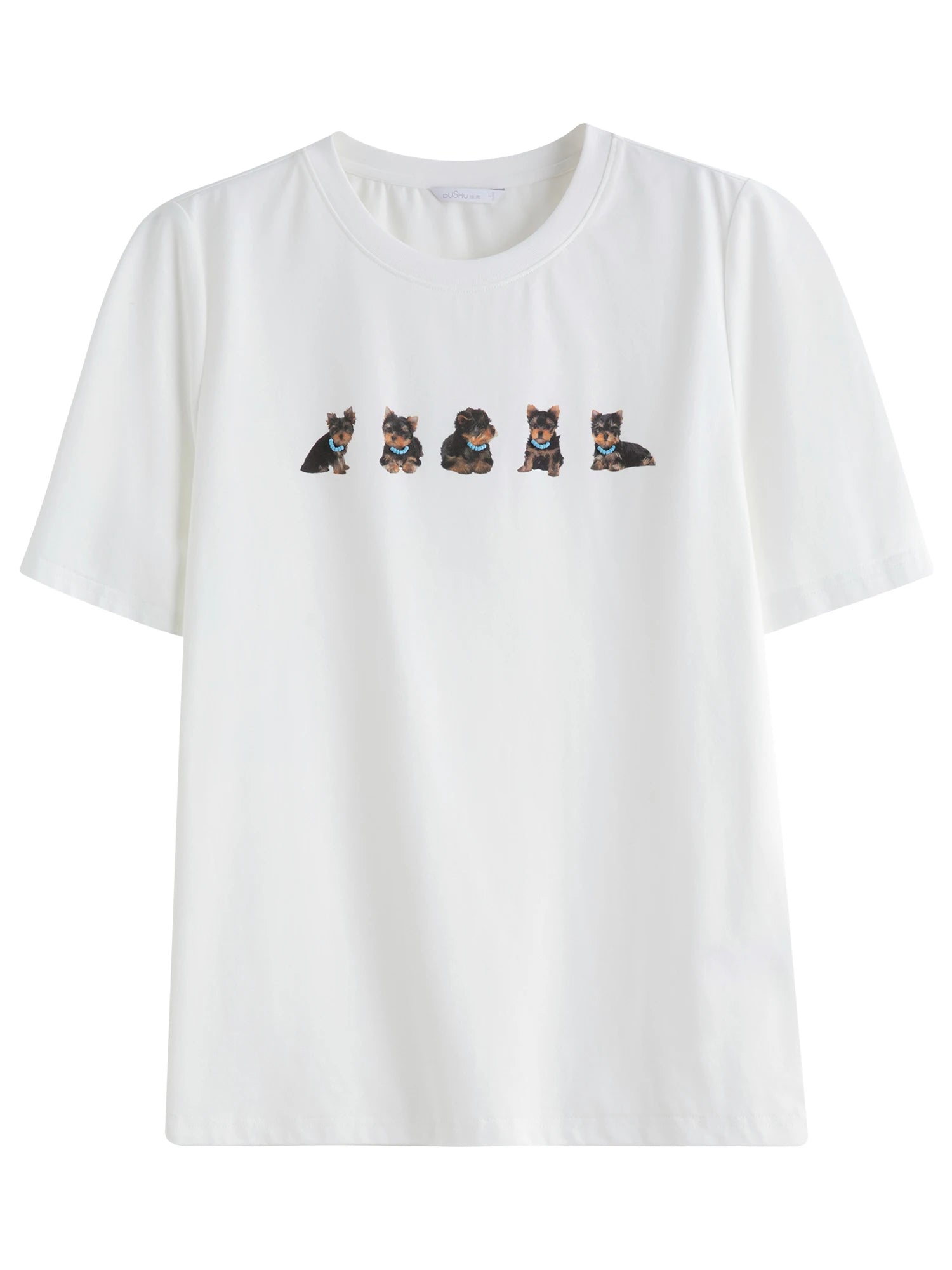 DUSHU 2025 Summer Women's Canine-Inspired Cooling Tee - Playful Pet Print & Office-Ready Breathable Short Sleeve T-Shirts