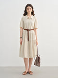 DUSHU Plus Size Casual Commuting Lapel Shirt Dress 2025 Summer New Arrival HIgh Waist Slimming Fashion A-line Dress 25DS82616