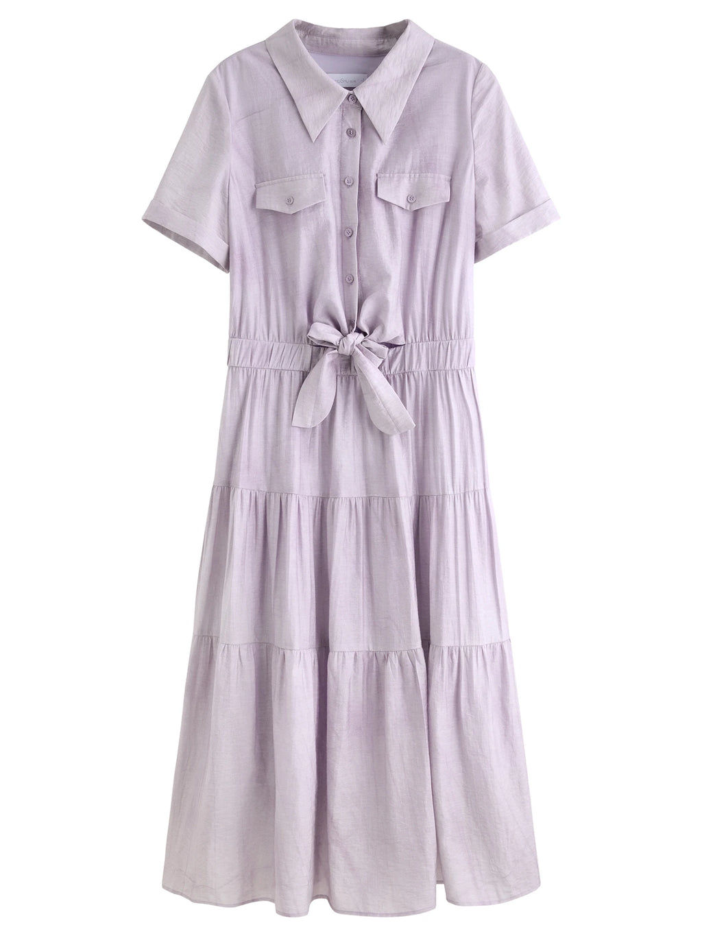 DUSHU Holiday Season Women Lyocell Elegant Style Shirt Dress 2025 Summer New Arrival Romantic Casual Chic Long Dress 25DS82703