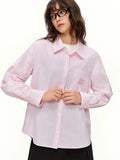 DUSHU 2026 Spring Women's Minimalist Striped Shirt, Slim Fit Long Sleeve Blouse for Office Layering & Effortless Commute Style