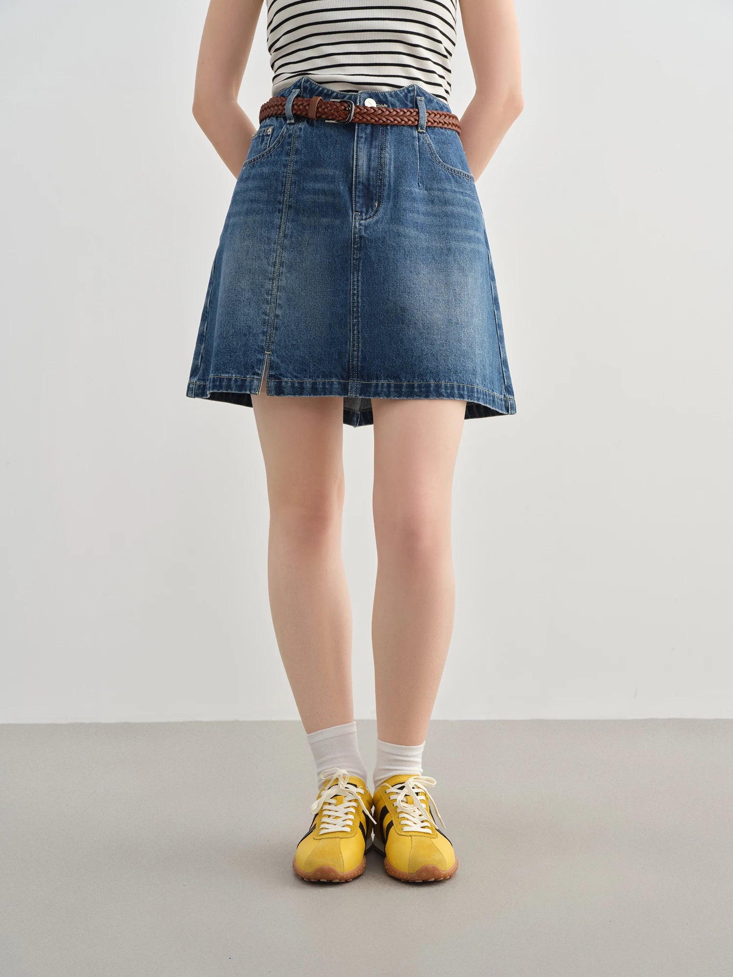 DUSHU Plus-Size Women's Sweet Cool Fashion Denim Skirt - 2025 Summer Collection New Denim Casual Versatile Half-Skirt 25DS82058