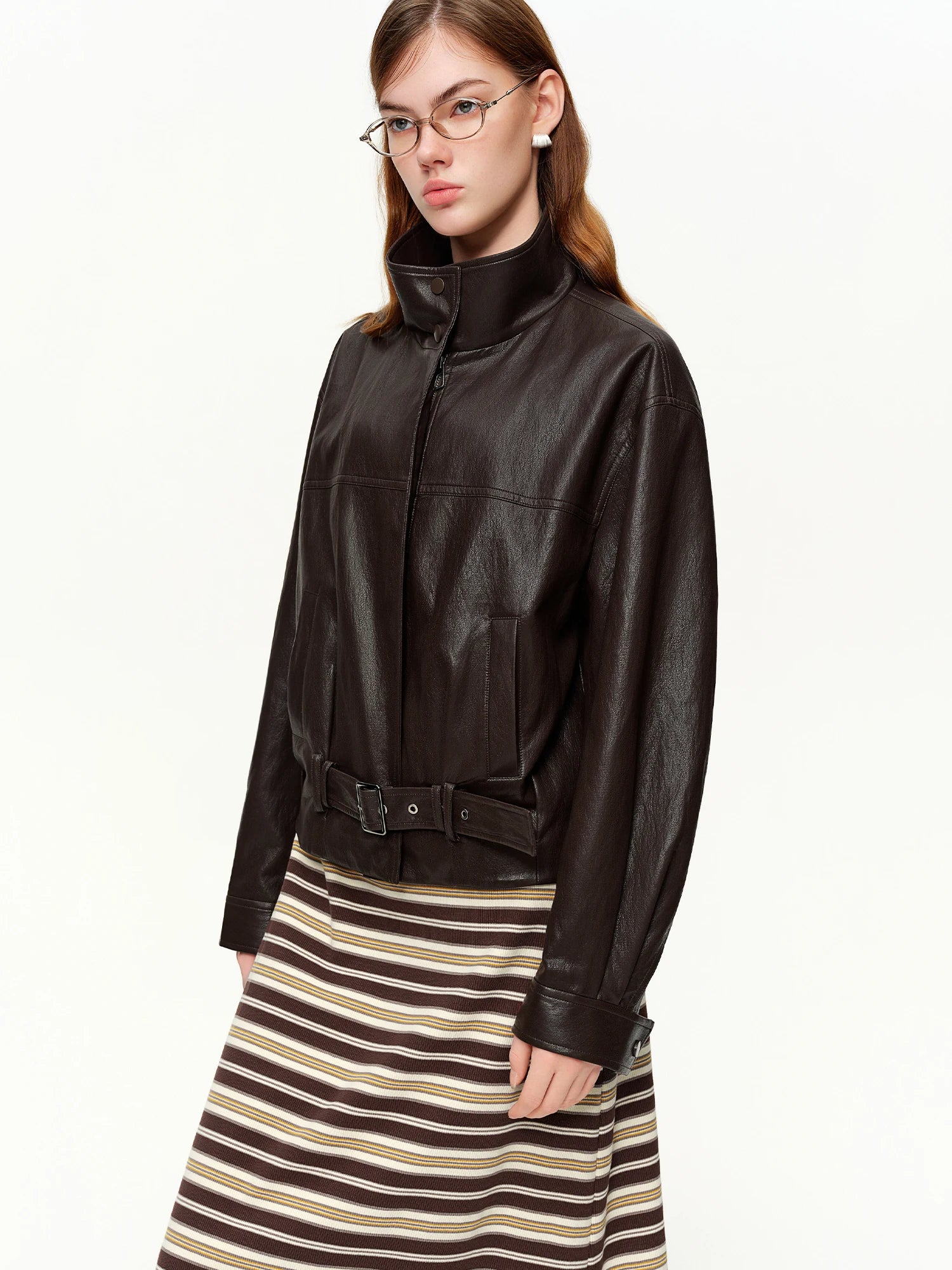 DUSHU Korean Style Relaxed Motorcycle Leather Jacket 2026 Spring New Casual Short Jacket for Women Sweet Cool Retro Solid