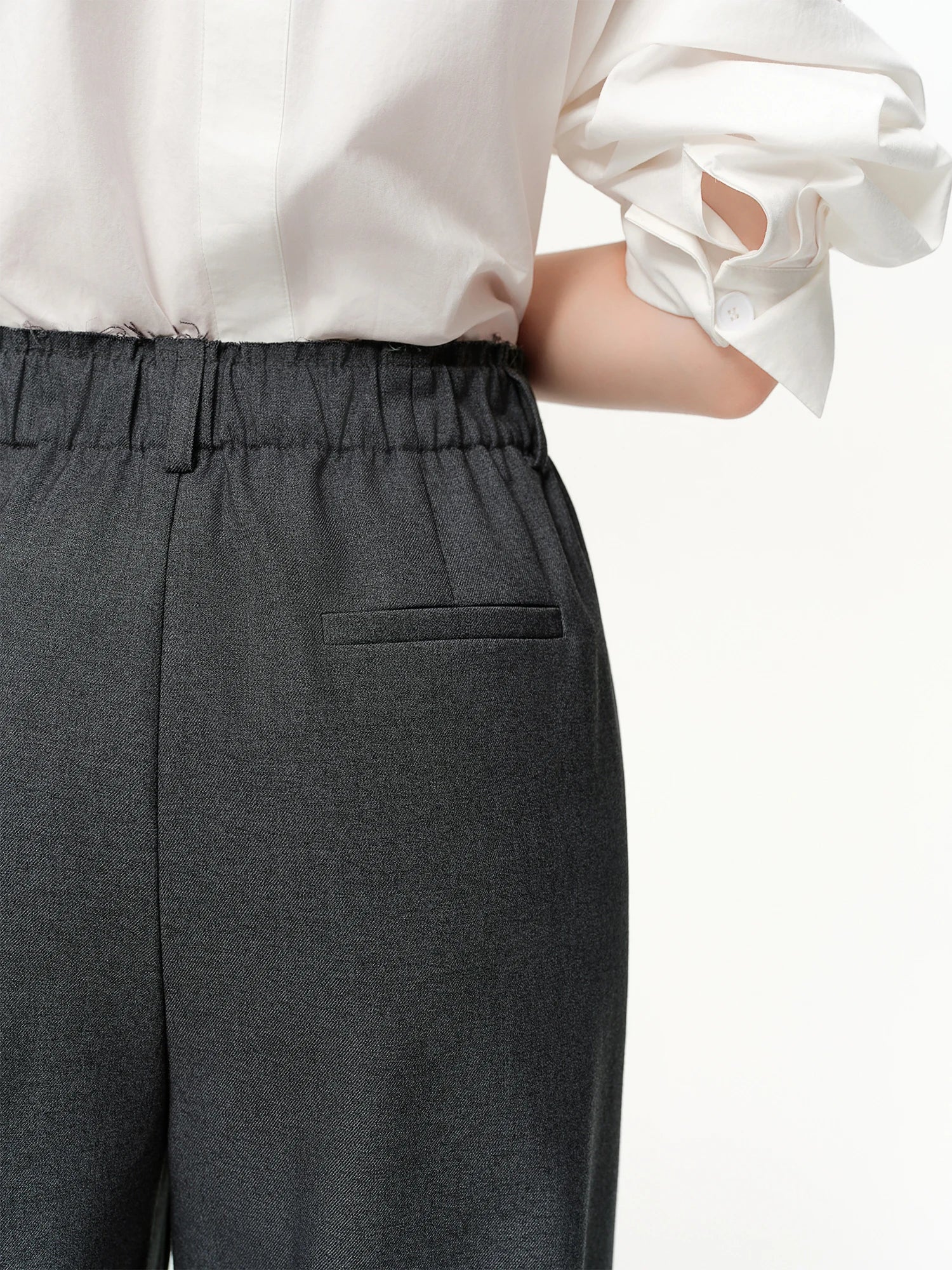 DUSHU 2026 Spring Women's Relaxed Wide Leg Pants, High Waist Casual Lounge Palazzo Trousers, Grey Flowy Straight Leg Joggers