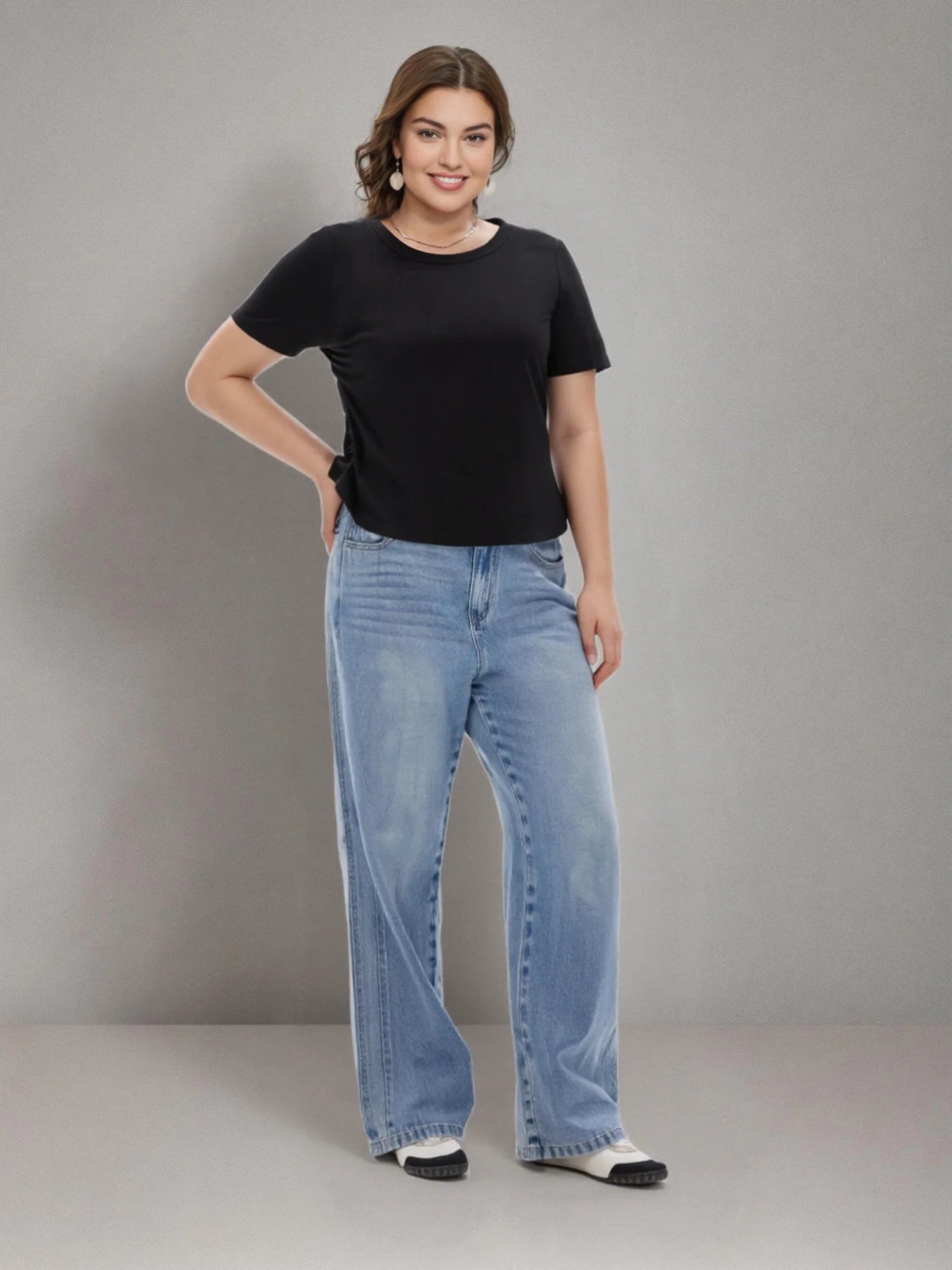 DUSHU Plus Size Loose Slim Casual Versatile Short-sleeved T-shirt for Women 2025 Summer New Arrival Three Colors Tops 25DS82033