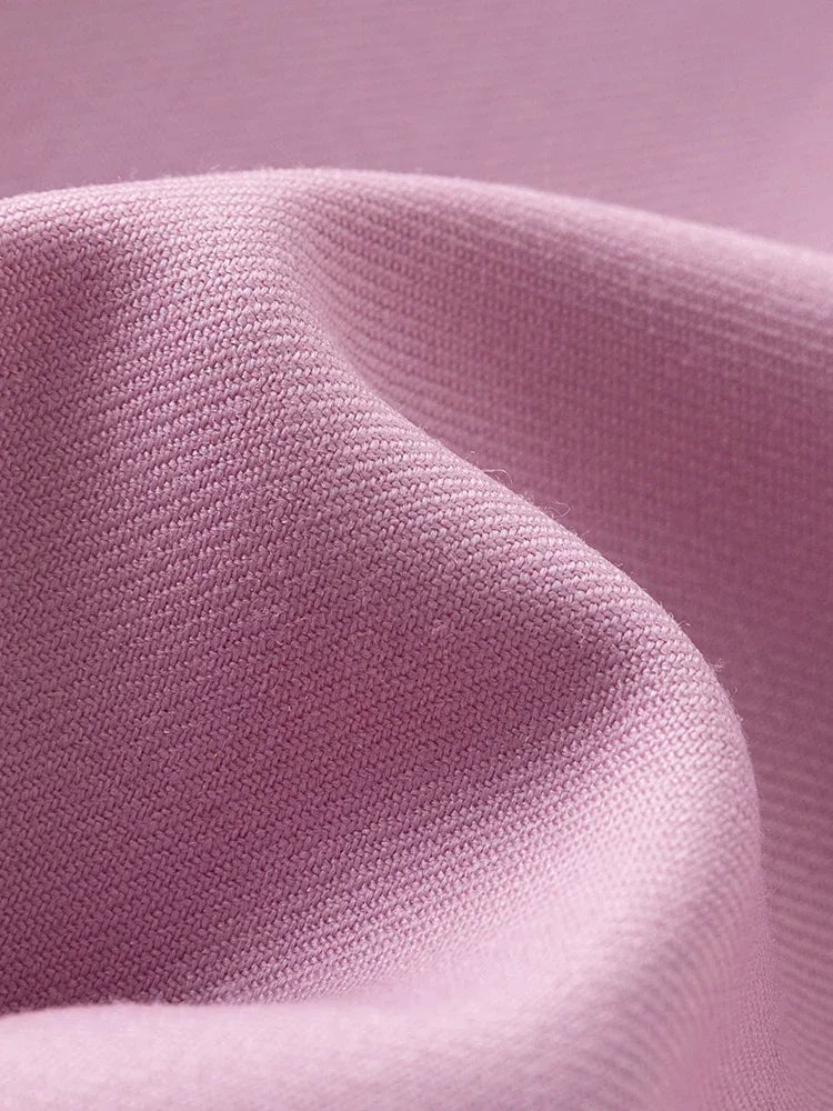 DUSHU 50.2% Wool Pink Temperament Straight Women Winter Blouses Ruffle Edge Design Front Shoulder Shirts Contrasting Cuff Tops