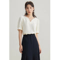 DUSHU Designed V-neck Chiffon Shirt for Women Summer New Style Elegant Sense Loose Slimming Top Shirts Female 24DS82083