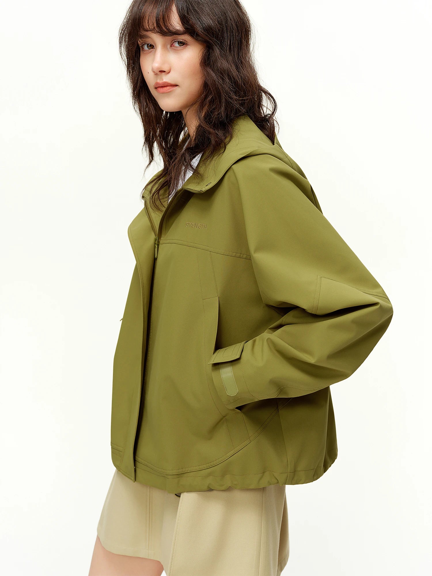 DUSHU Hooded Casual Fashion Jacket Straight Retro Sporty Short Jacket for Spring 2026 Loose Solid Simple Daily Outwear