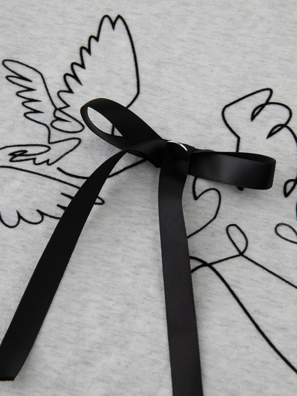DUSHU Plus-Size Women's Abstract Bird Design 3D Bow Print T-Shirt - 2025 Summer New Arrival, Commuter Short Sleeve 25DS82270