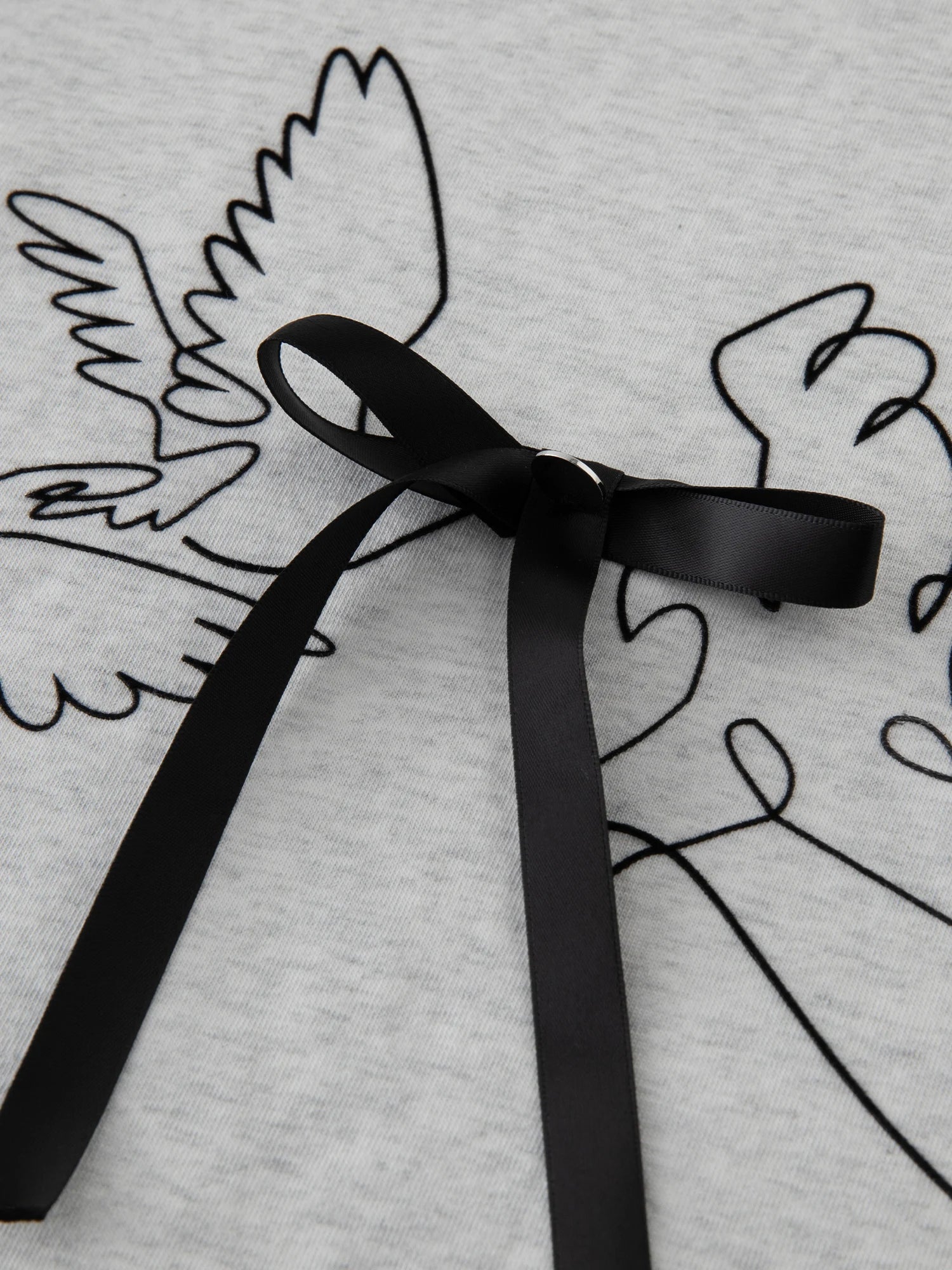 DUSHU Plus-Size Women's Abstract Bird Design 3D Bow Print T-Shirt - 2025 Summer New Arrival, Commuter Short Sleeve 25DS82270