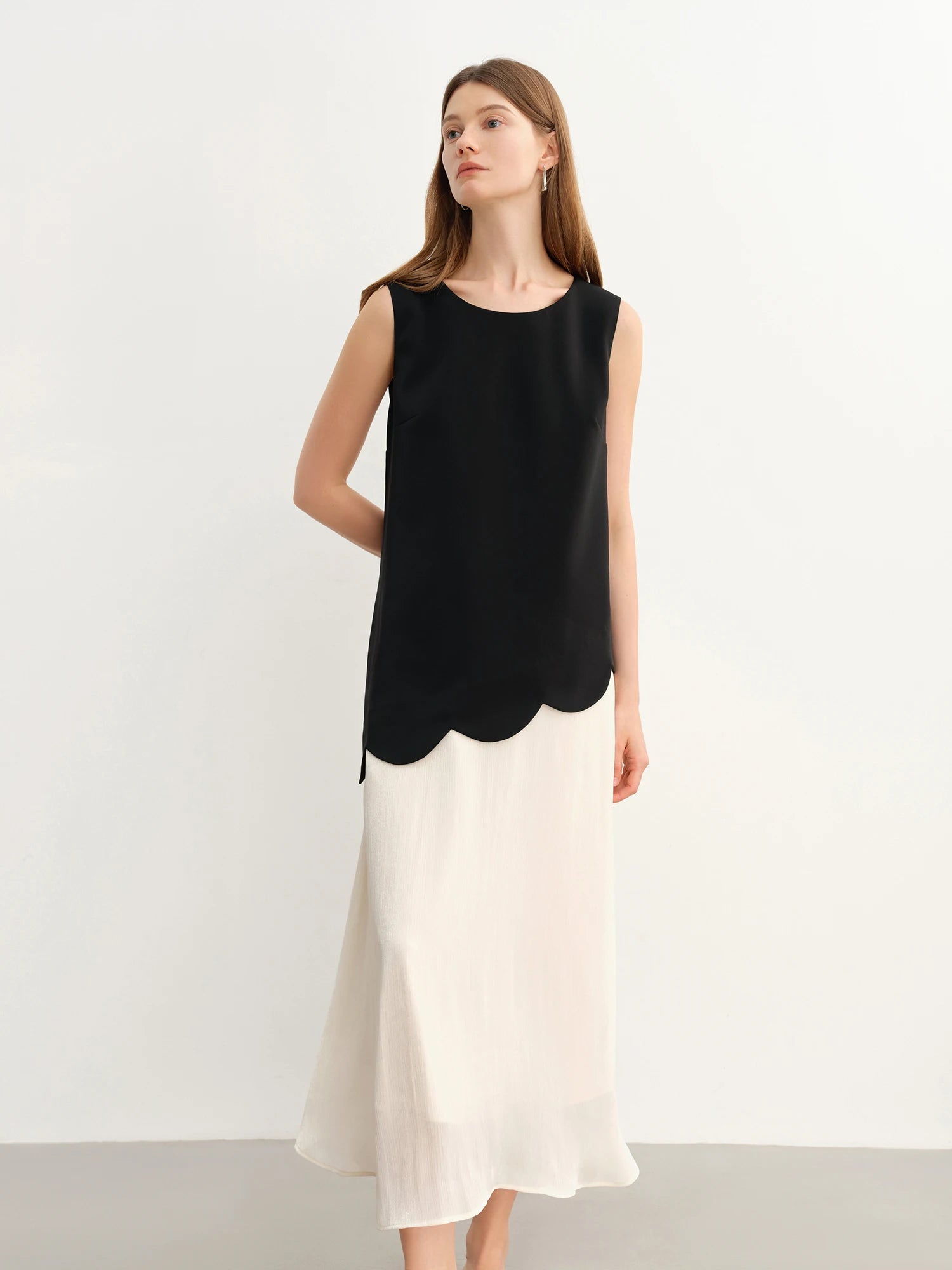 DUSHU Women's Bold Color Block Fake Two-Piece Dress Summer 2025 New Design-Sensational Youthful Chic Dress 25DS82848+25DS82793