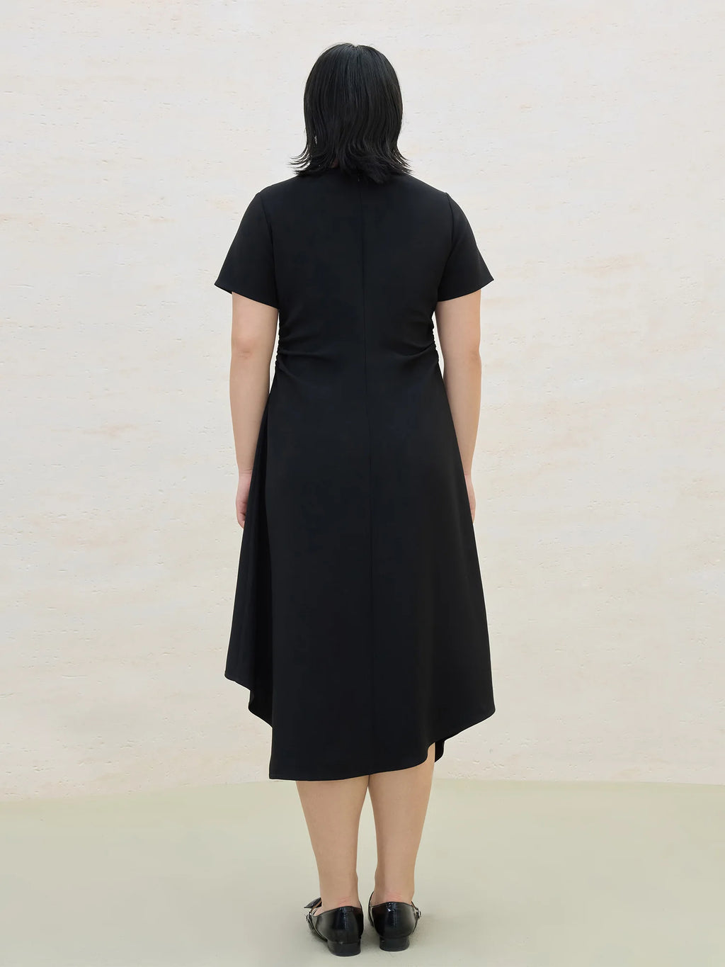 DUSHU 2025 Summer Plus Size Women Minimalist Two-Piece Layered Dress Slimming Asymmetrical Hem Flowy Maxi Dress for Curvy Figure