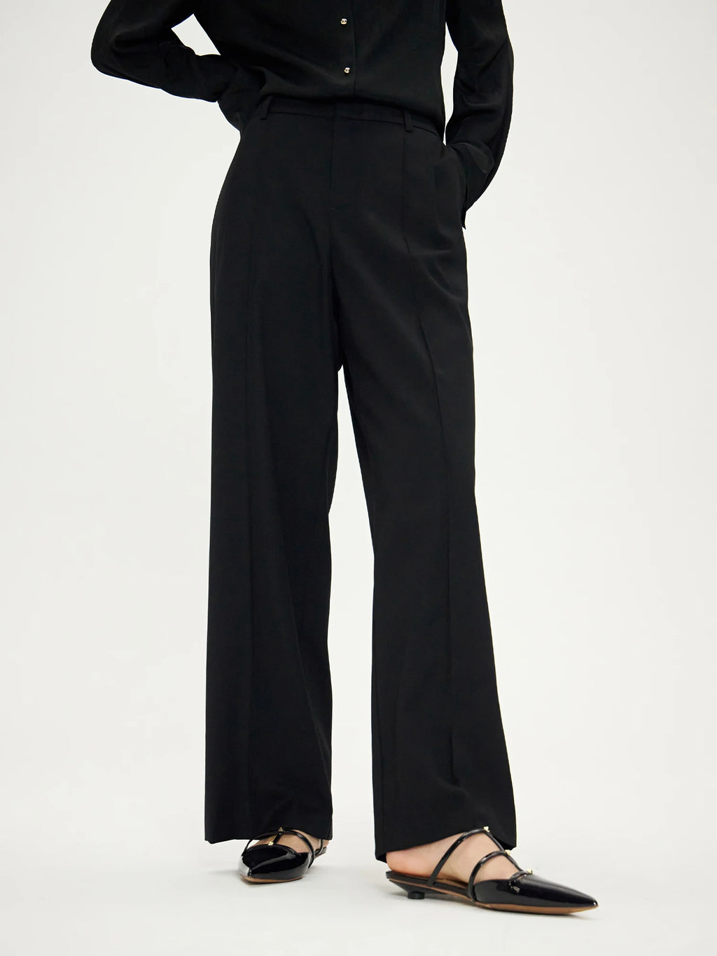 DUSHU Office Lady Wool Straight Leg Casual Pants 2024 Autumn New Women's Loose Wide Leg Slimming High Waisted Pants 24DH83015