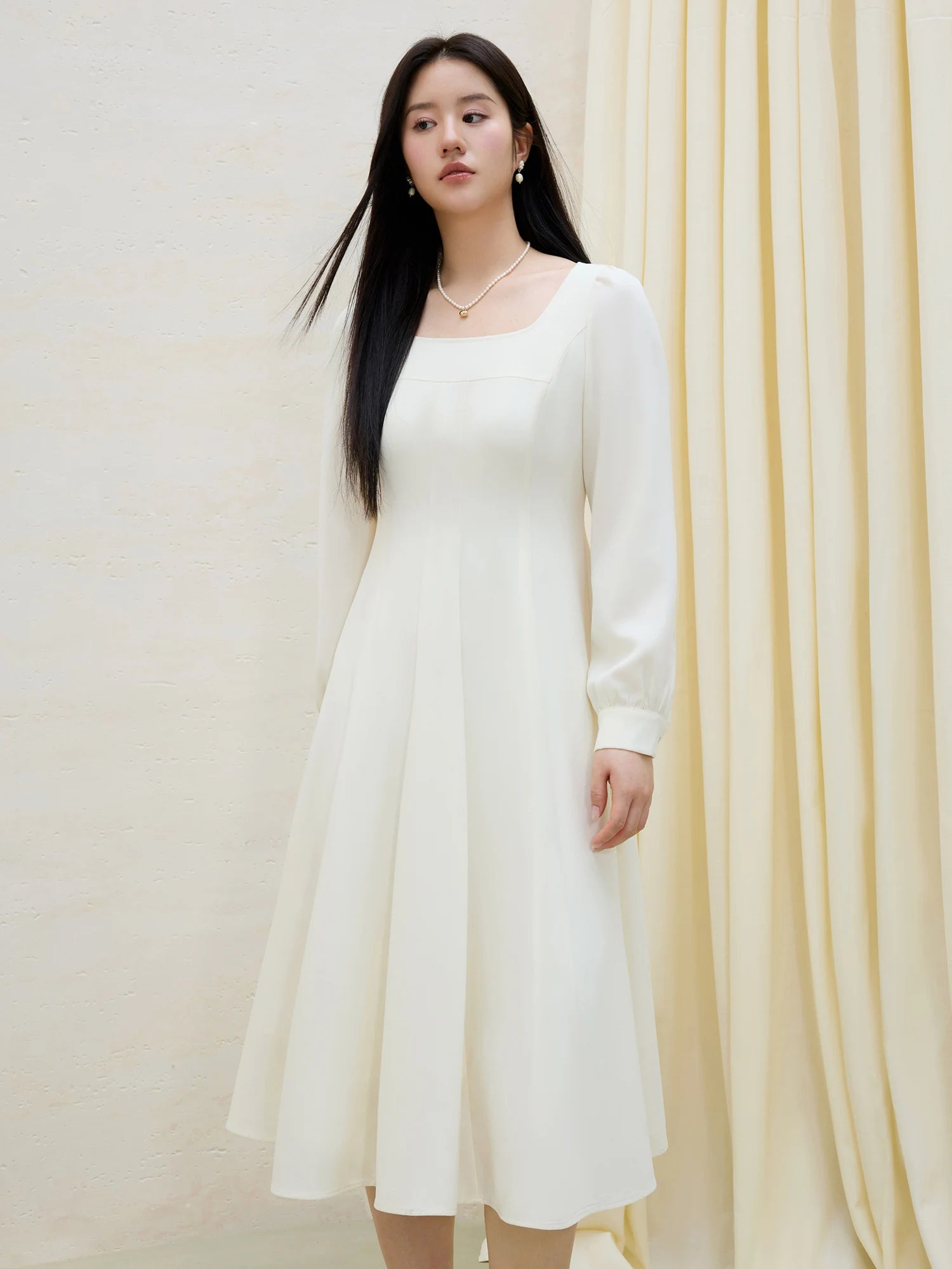 DUSHU【2 Veison】Women Spring Acetate Dress Office Lady Black Temperament X-LINE Dress Sleeveless Dress 25DS81204+25DS81206