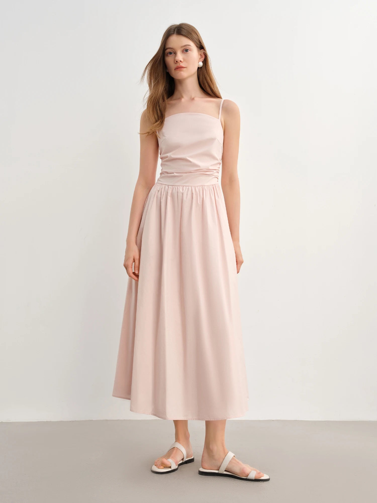 DUSHU Plus Size Women French Vintage Chic Dress 2025 Summer New Arrival Waist Flattering Strapless Dress 25DS82855+25DS82826