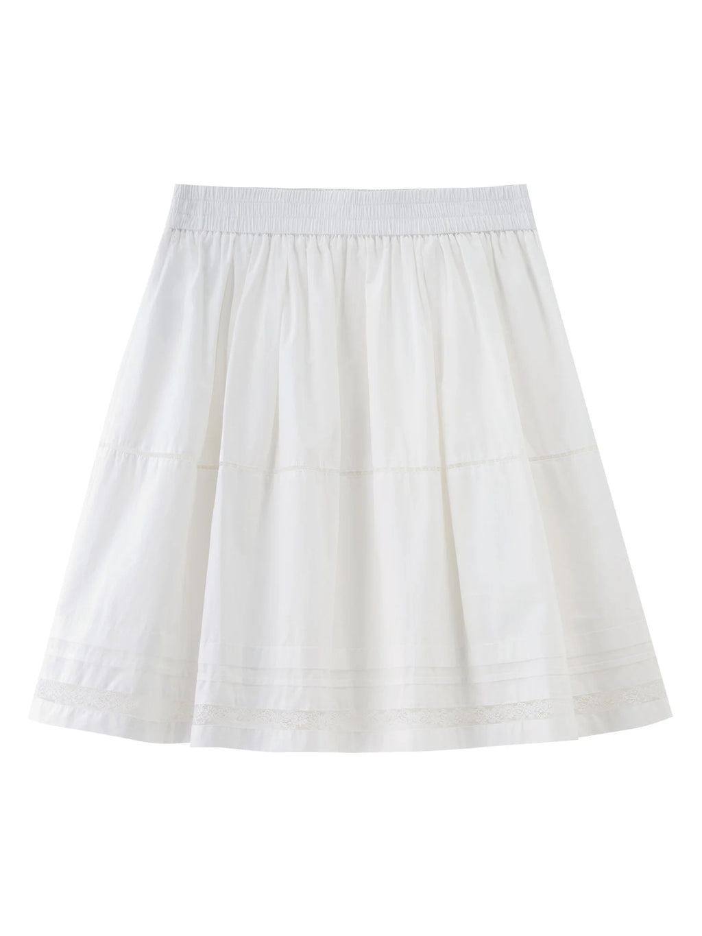 DUSHU Plus-Size Women's Sweet Ballet-Inspired Multi-Layered Gathered Lace Hem Skirt - 2025 Autumn New Arrival 25DS83272
