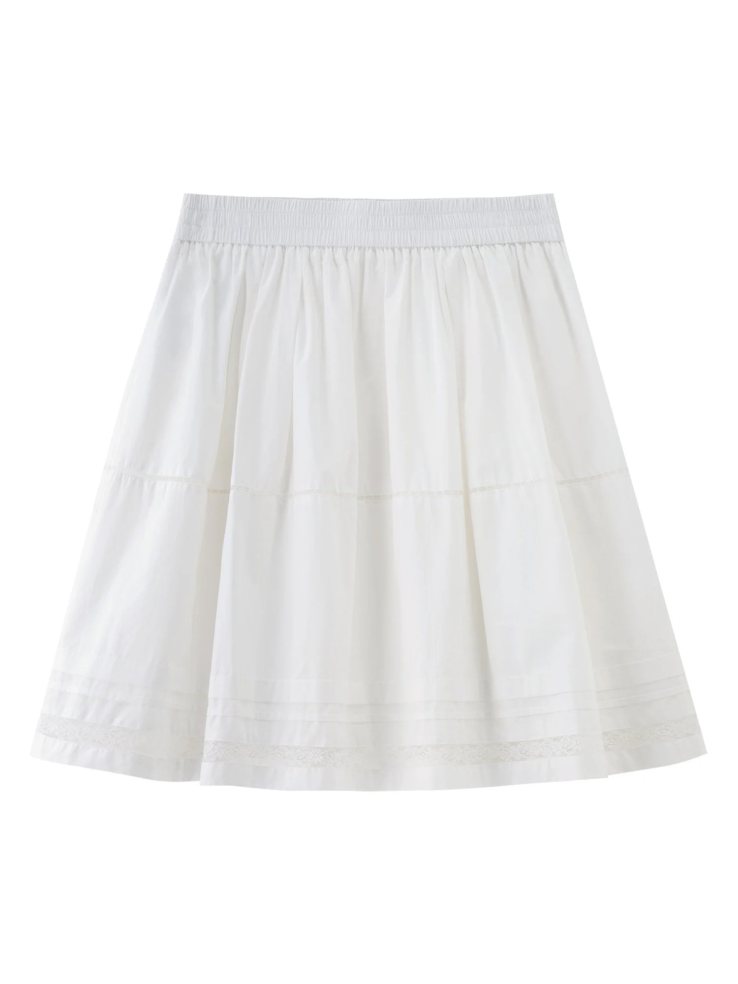 DUSHU Plus-Size Women's Sweet Ballet-Inspired Multi-Layered Gathered Lace Hem Skirt - 2025 Autumn New Arrival 25DS83272