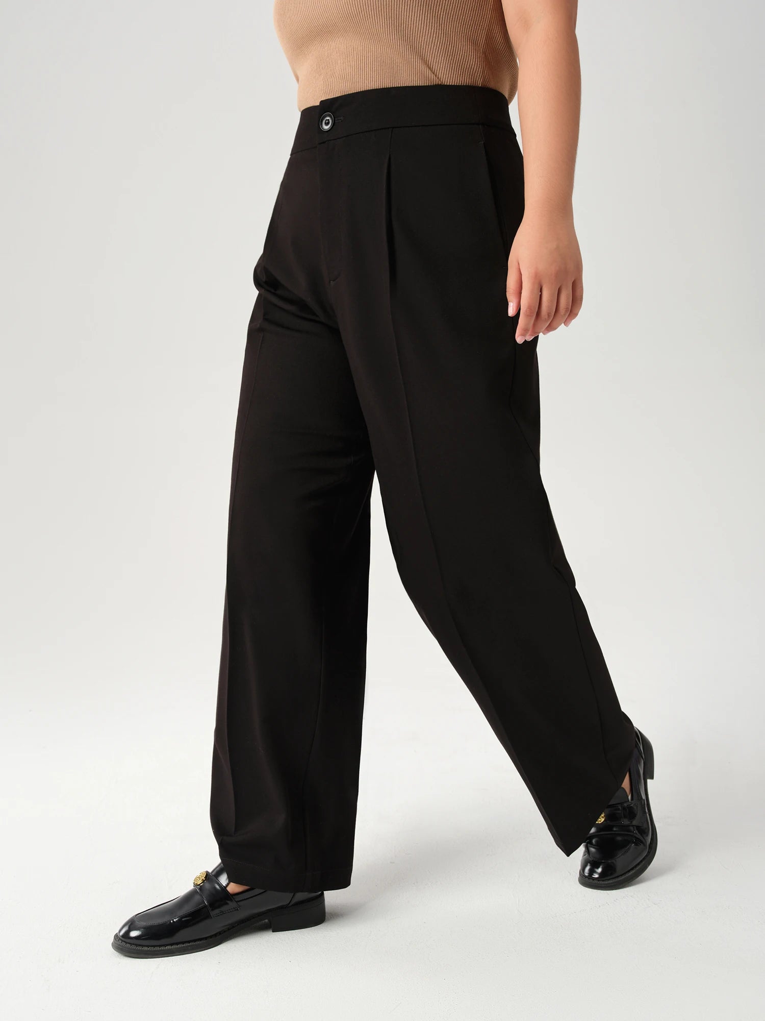 DUSHU Commuting All-match Casual Pants For Women 2024 Autumn New Design Black Trousers For All Body Type